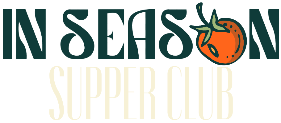 In Season Supper Club logo with a persimmon