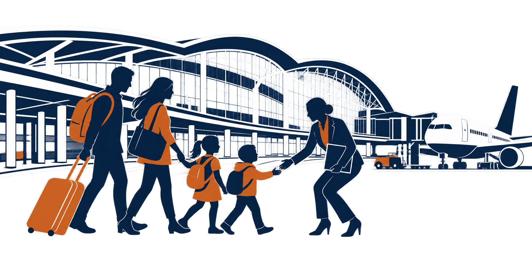 Attorney welcoming a family arriving at SFO