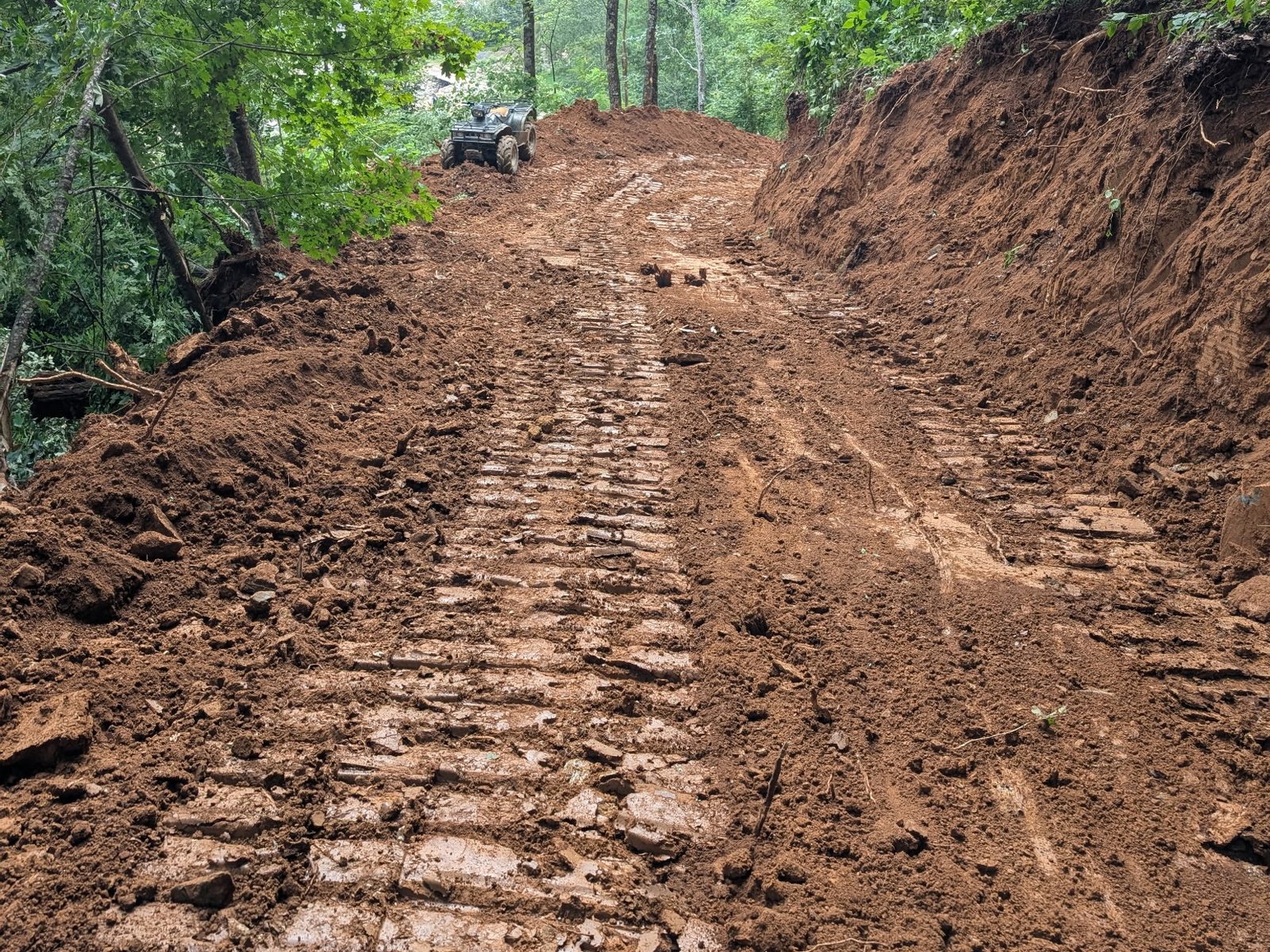 New private road cut through wooded mountain land near Sugar Mountain, NC