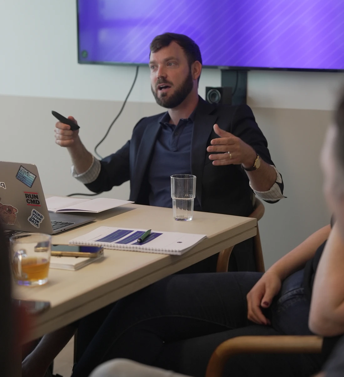 Raz Vicerabin working through a sales question with founders