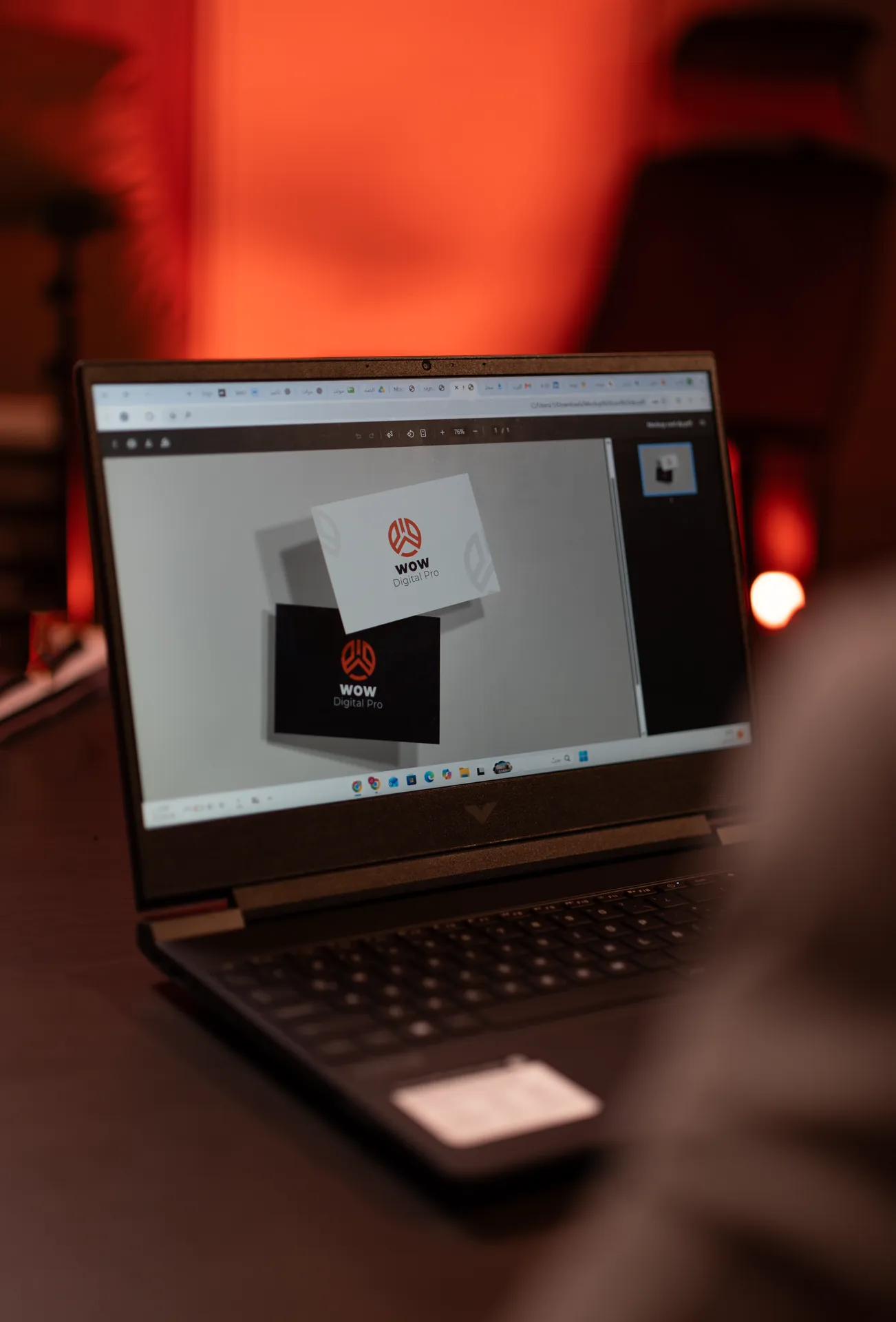 WOW Digital Pro brand identity development on a laptop