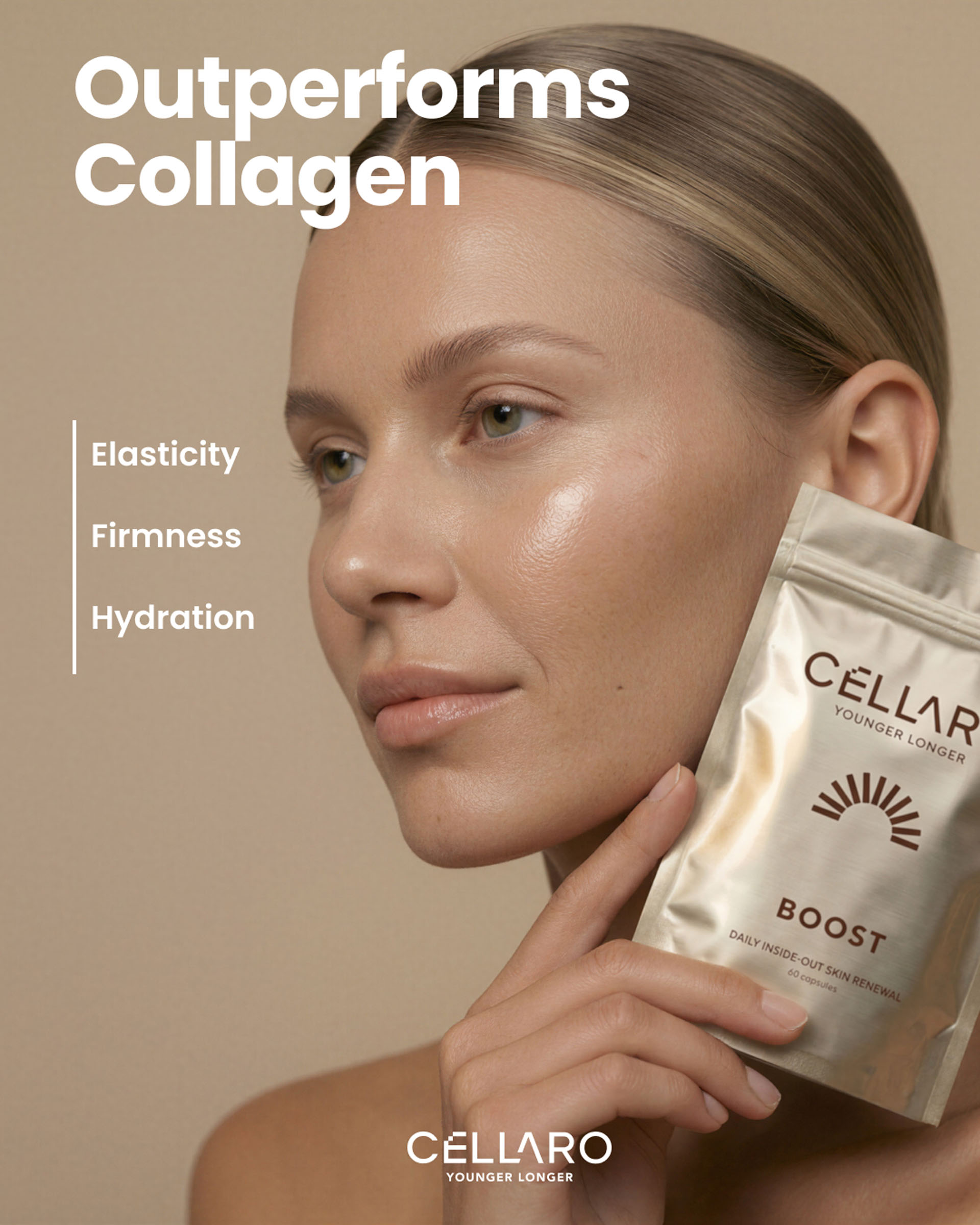 Cellaro Boost campaign visual with model