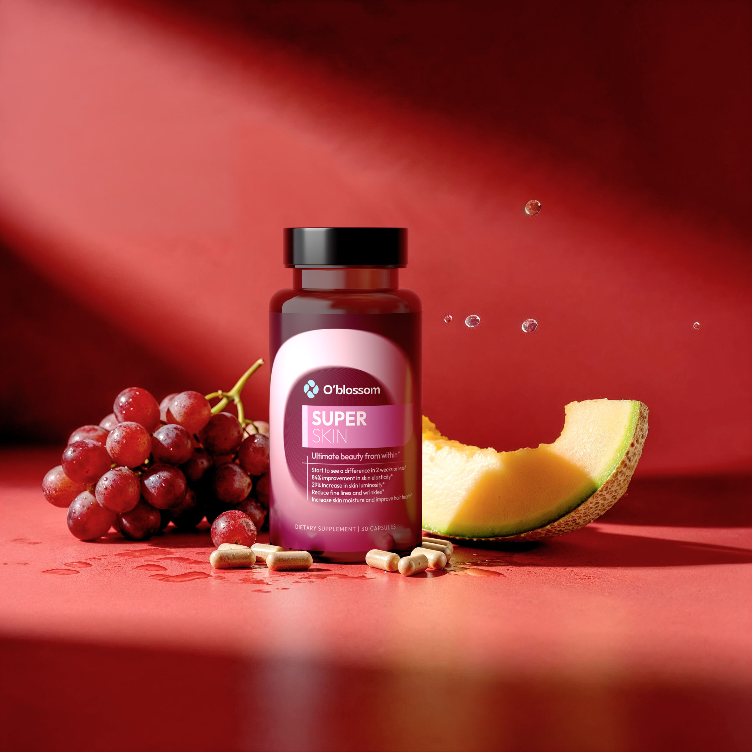 Oblossom Super Skin supplement with fruit