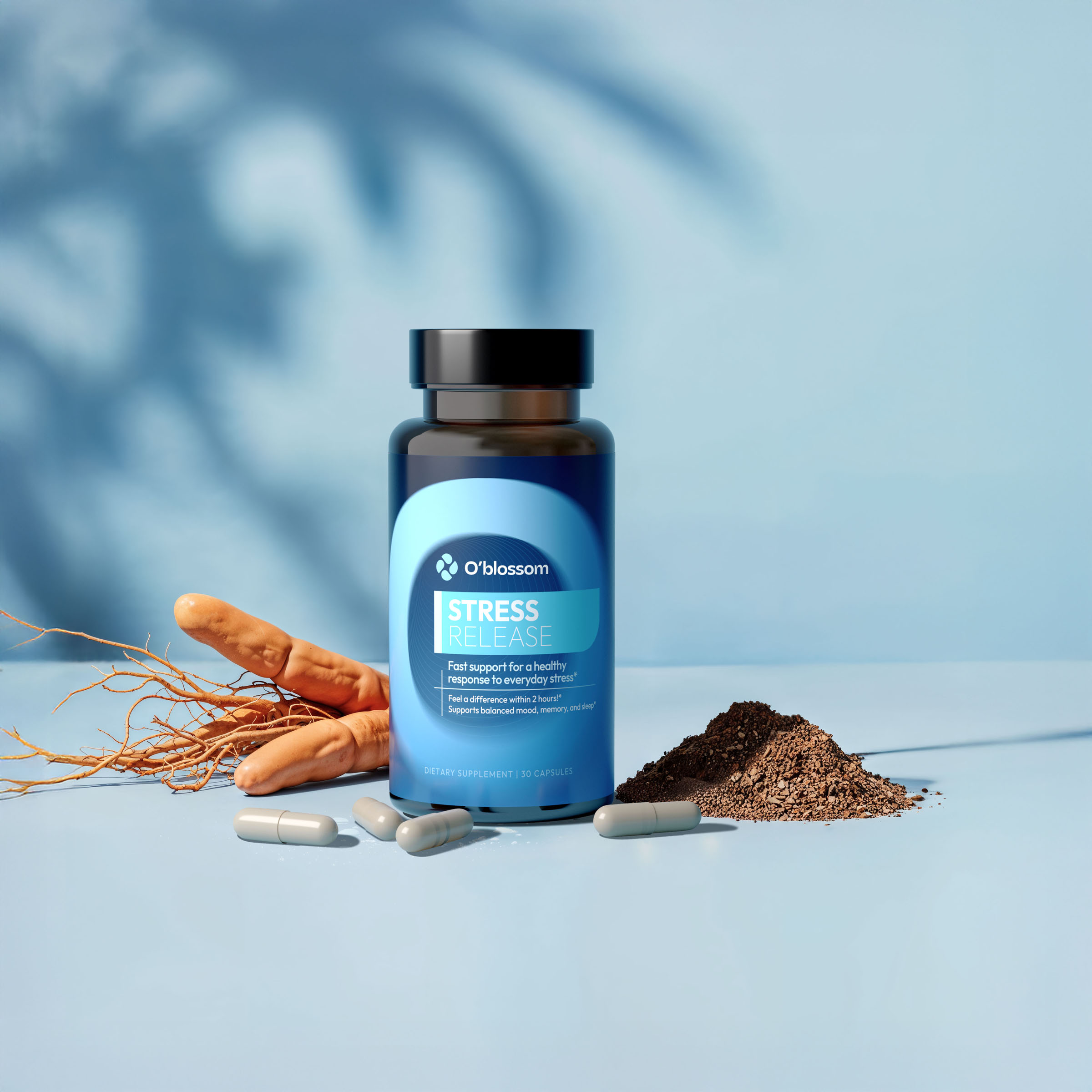 Oblossom Stress Release supplement with ingredients