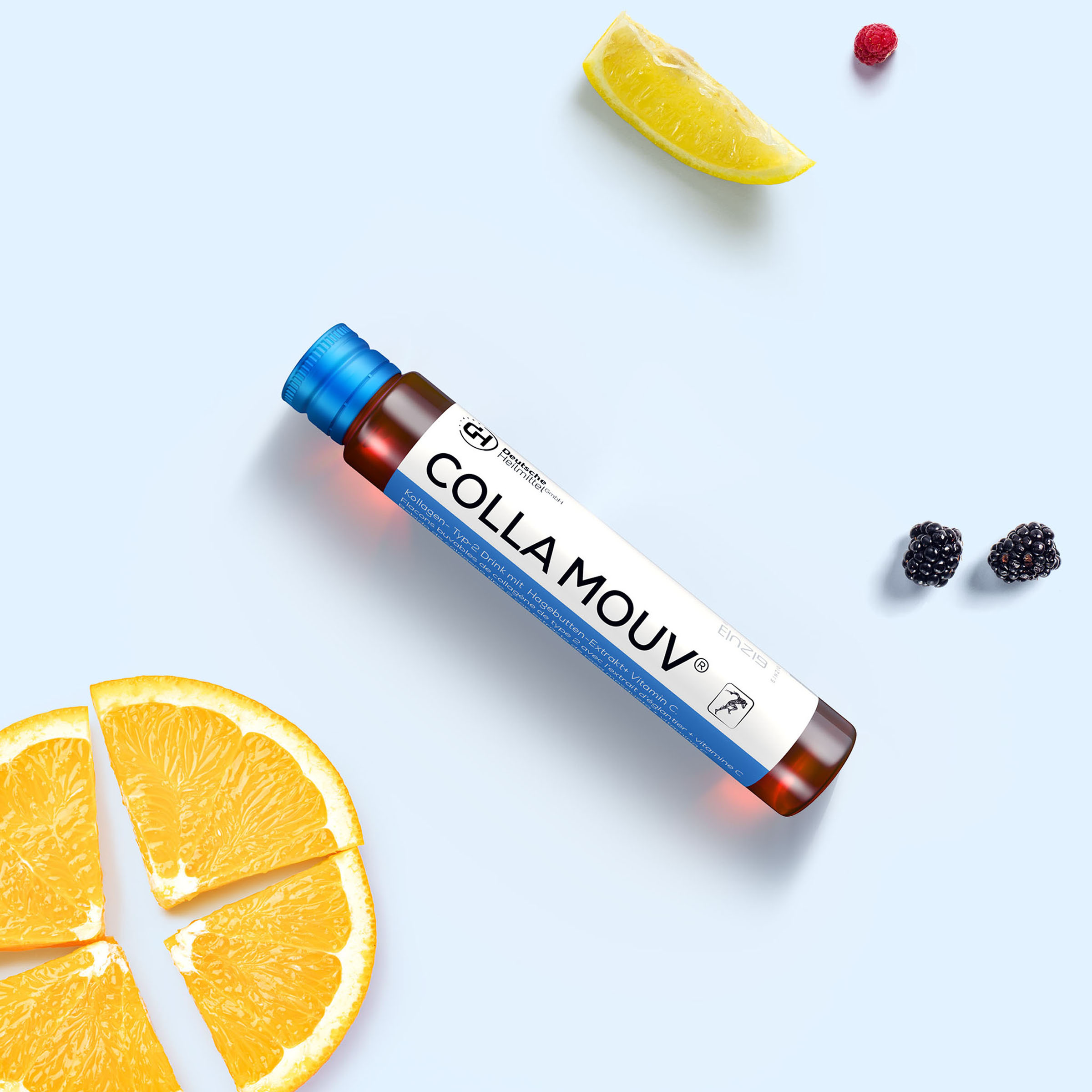 Collamouv ampoule citrus flat lay