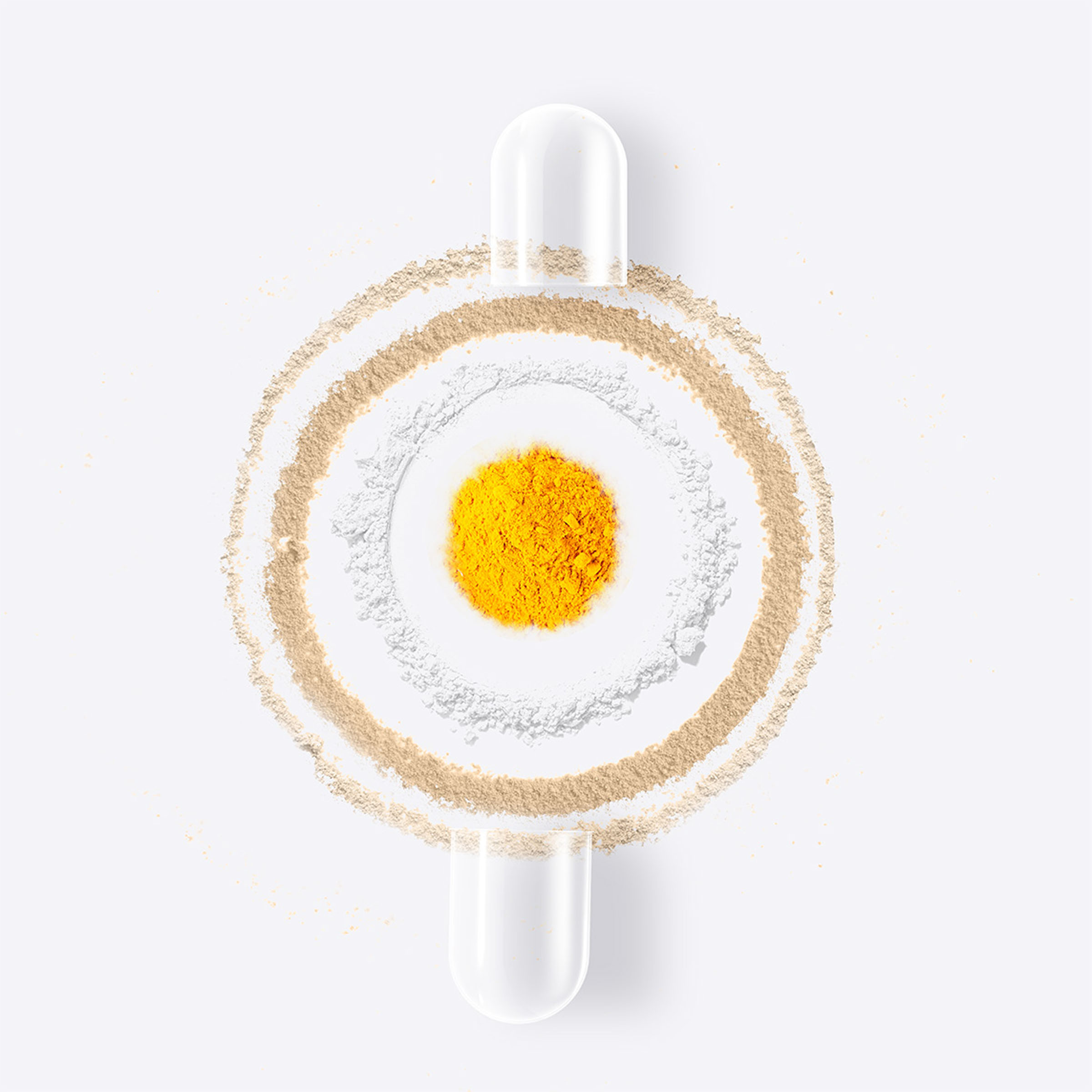 Supplement capsule cross-section with ingredients