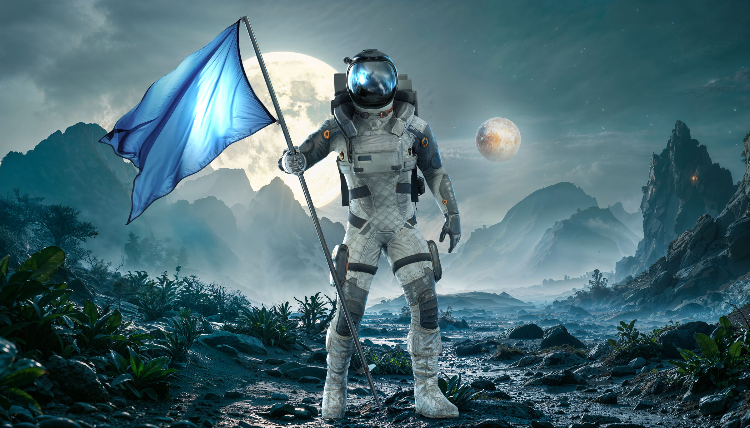 Astronaut alien planet, 3D product composite by 35milimetre