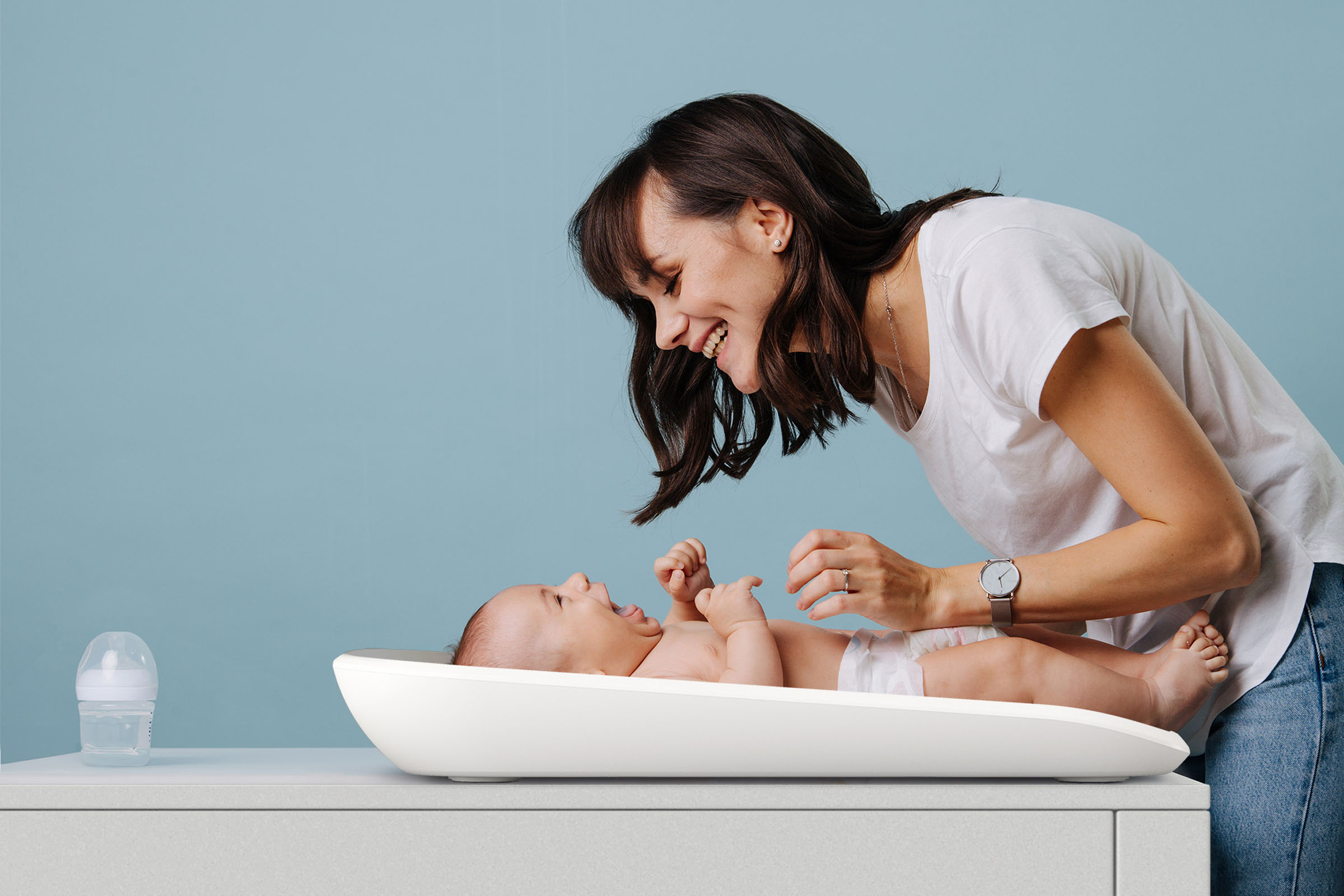 Baby changing mat mother blue room, 3D product composite by 35milimetre