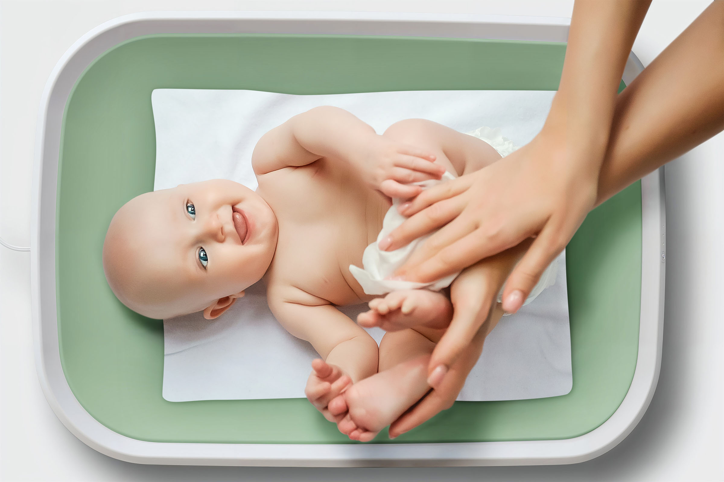 Baby changing mat overhead, 3D product composite by 35milimetre