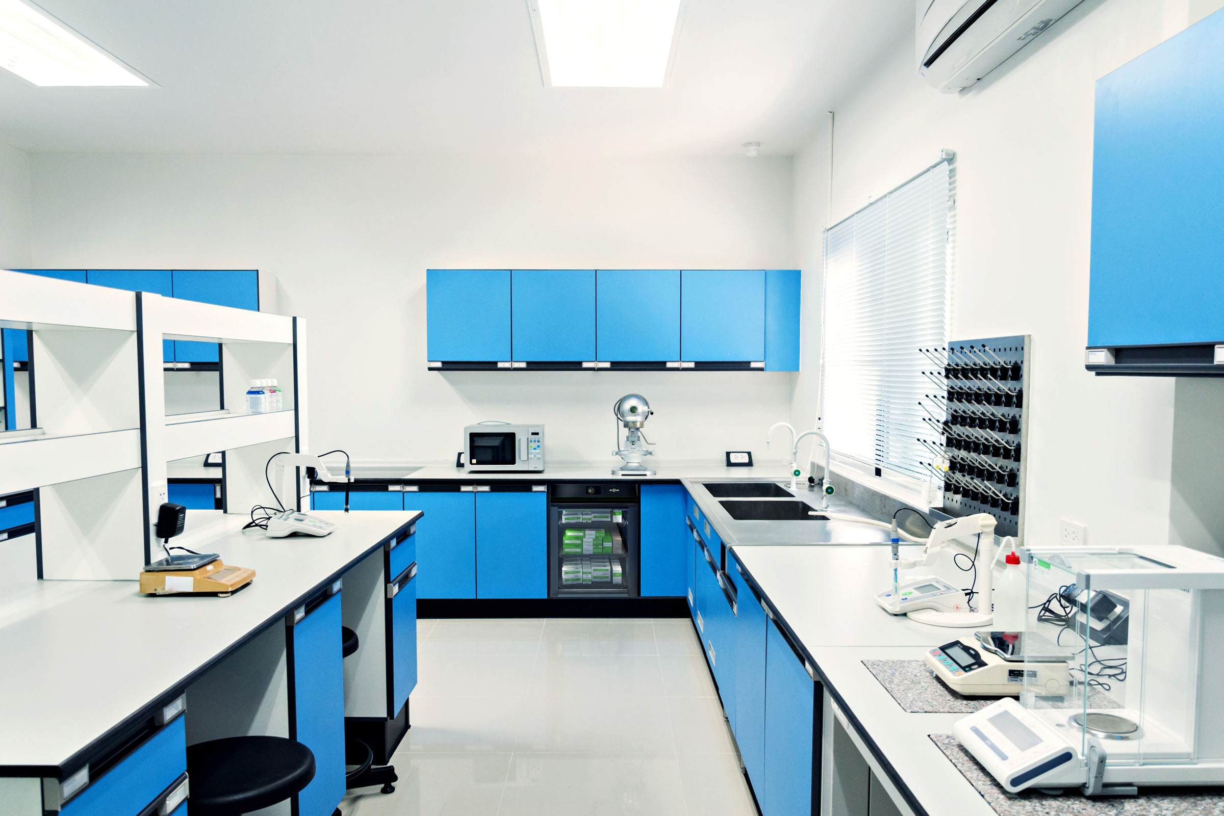 Laboratory blue cabinet interior, 3D product composite by 35milimetre