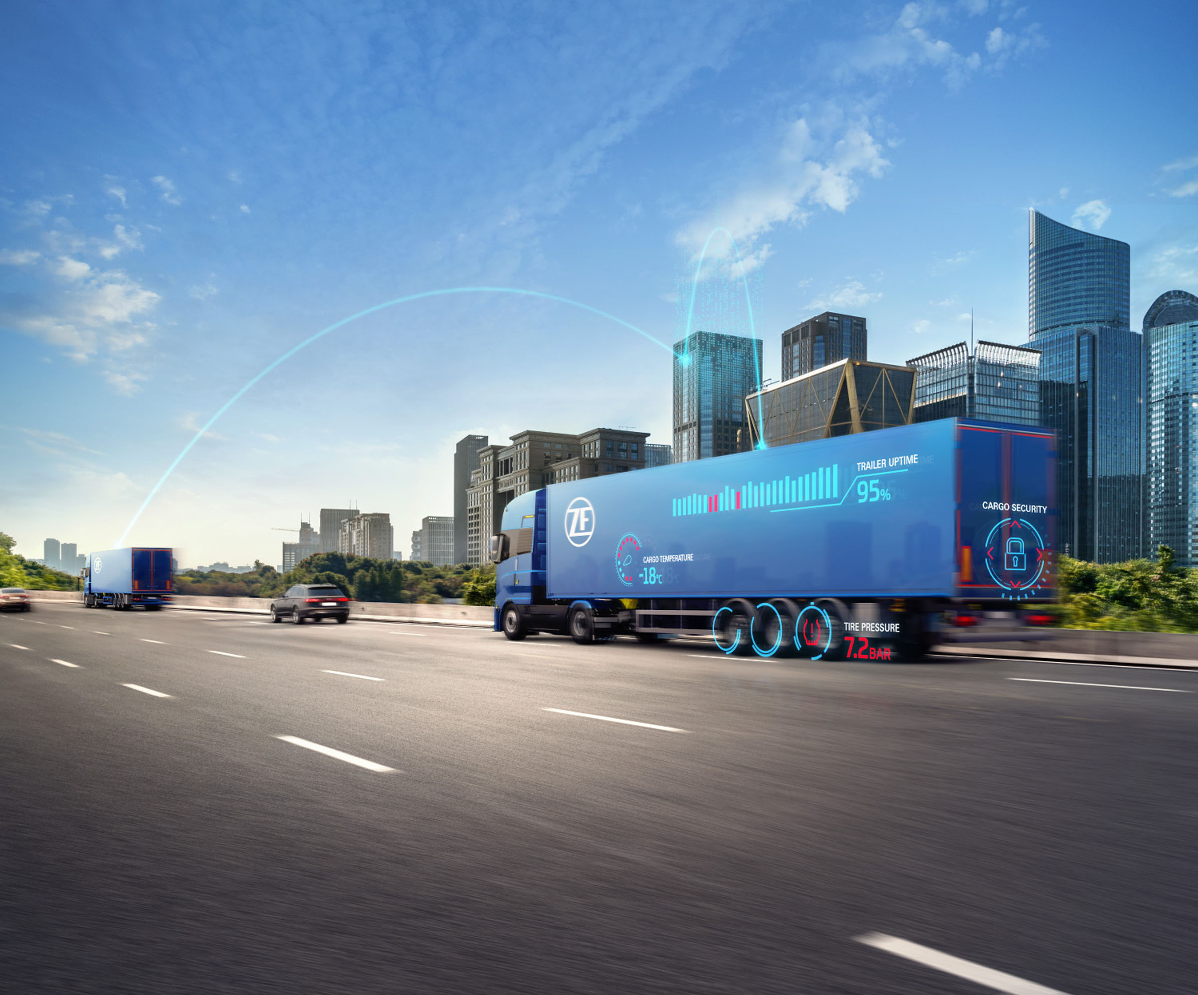 ZF connected truck city, 3D product composite by 35milimetre