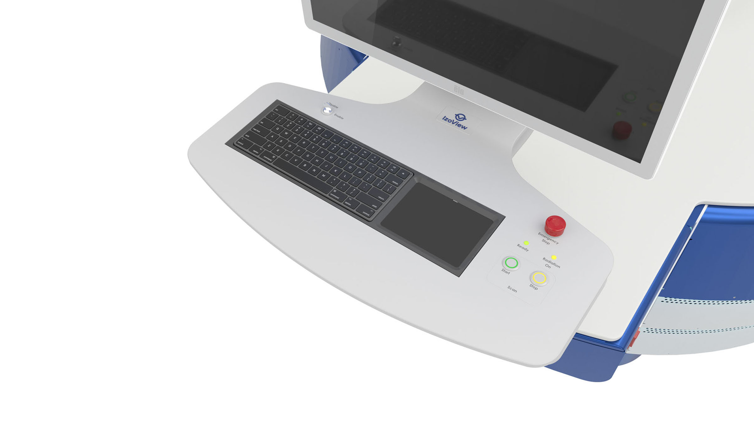 Izoview scanner control panel, 3D render by 35milimetre