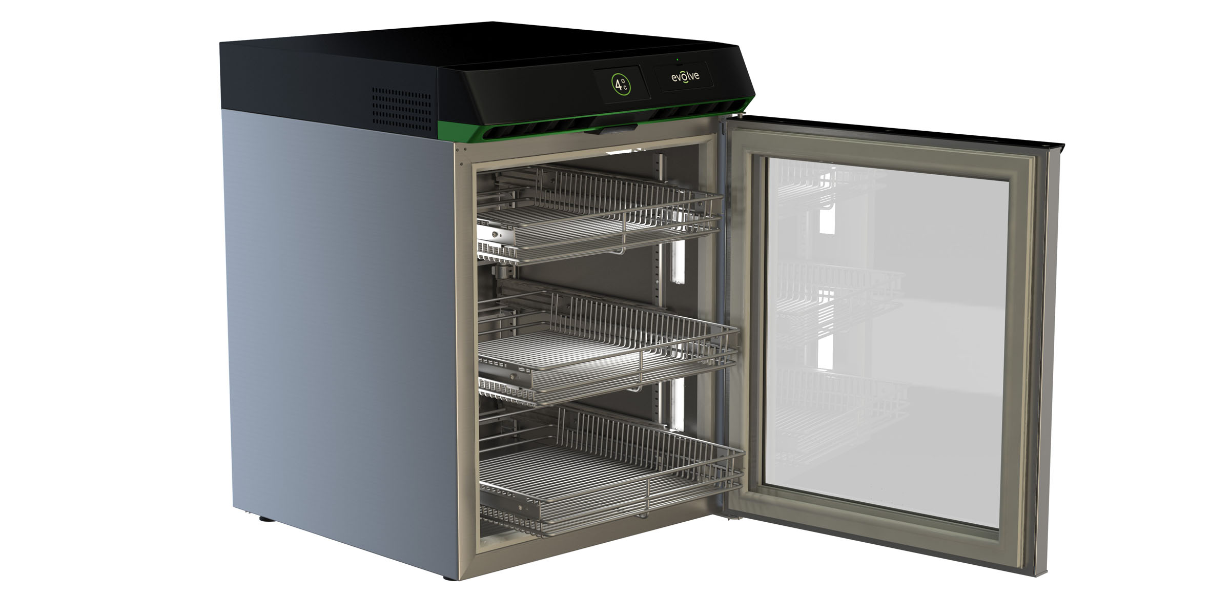 Medical refrigerator sliding baskets, 3D render by 35milimetre