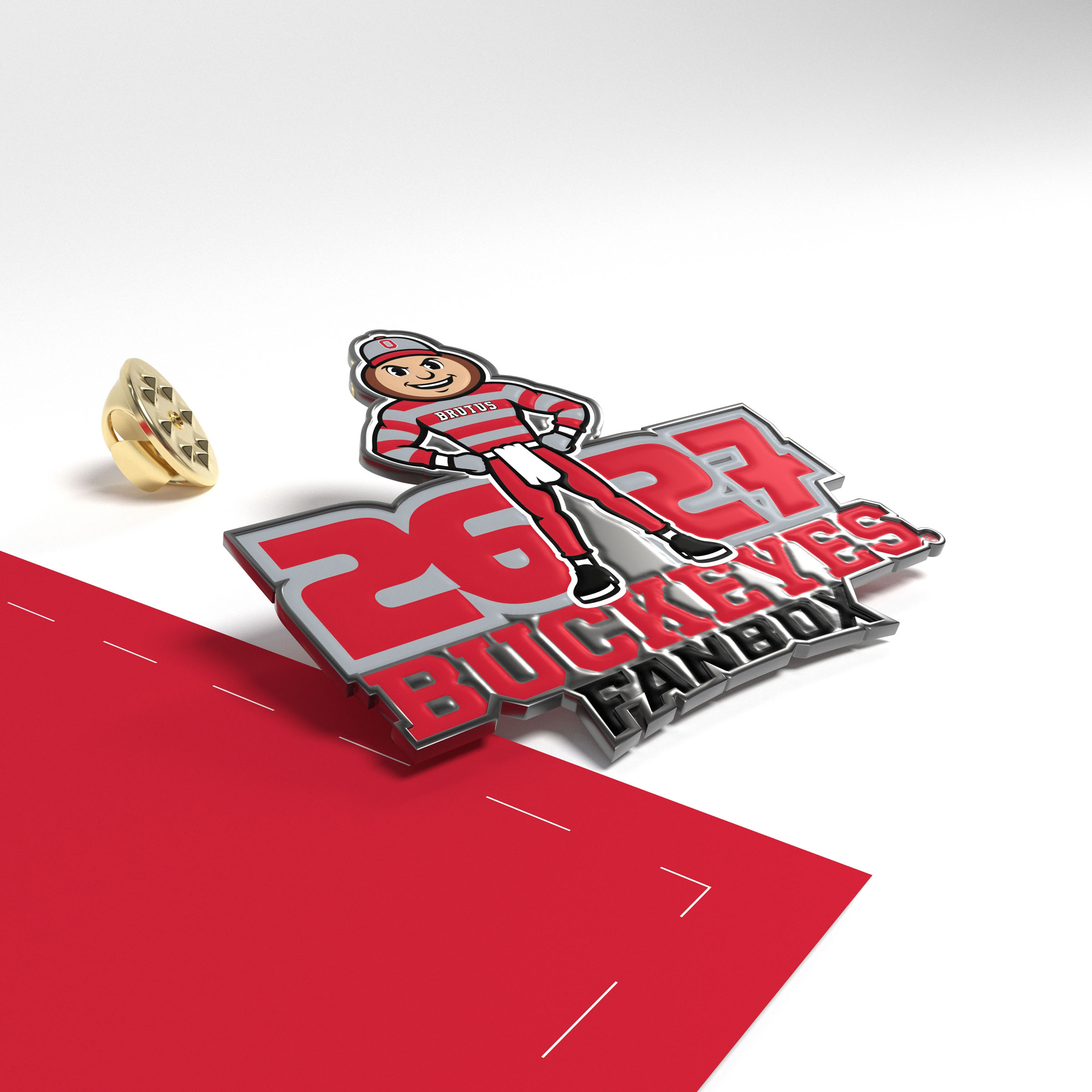 Ohio state buckeyes enamel pin, 3D render by 35milimetre