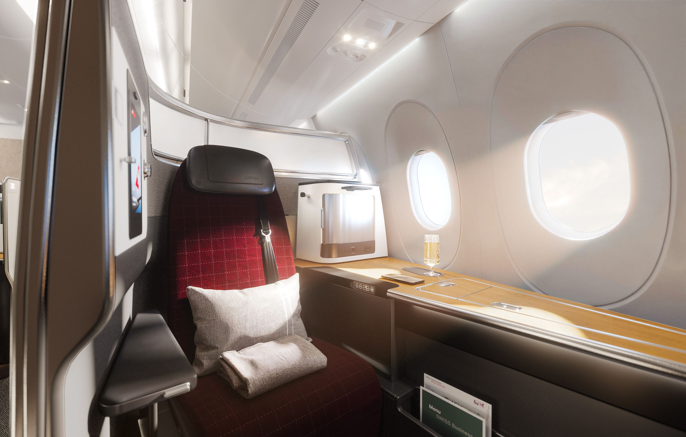 Swissair premium cabin, 3D render by 35milimetre