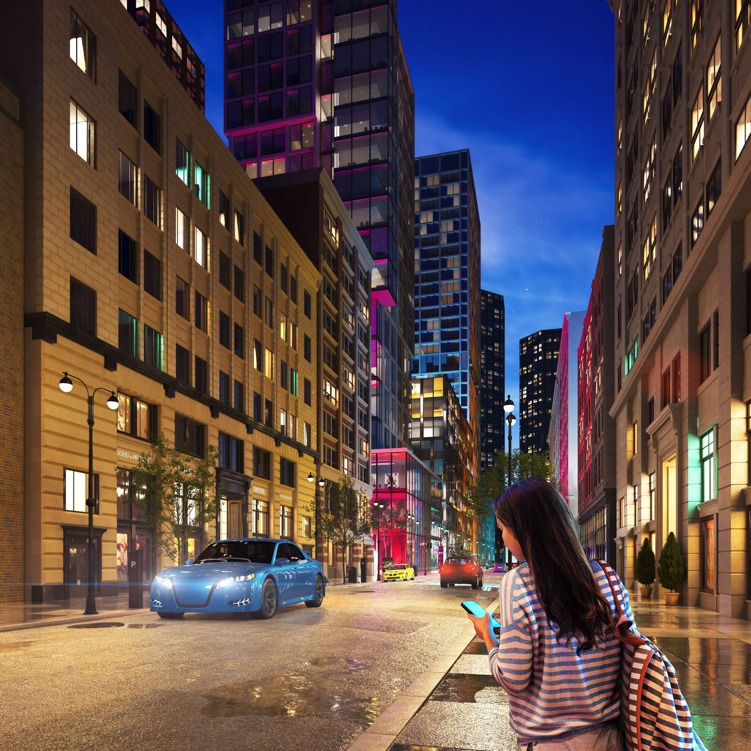 ZF night city mobility, 3D render by 35milimetre