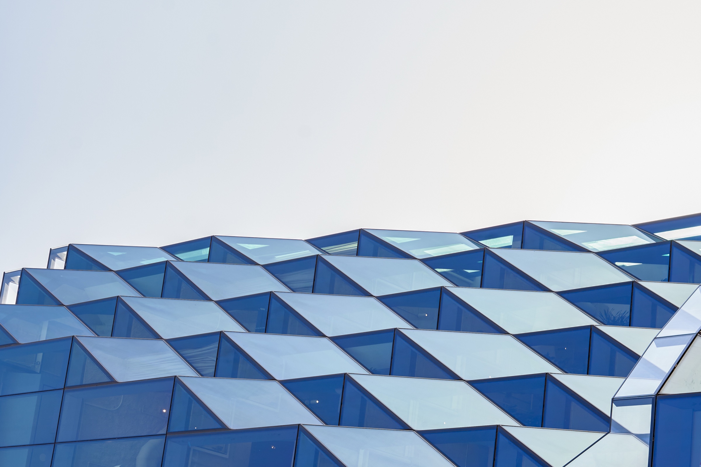 Architecture blue triangle facade, AI-generated image by 35milimetre