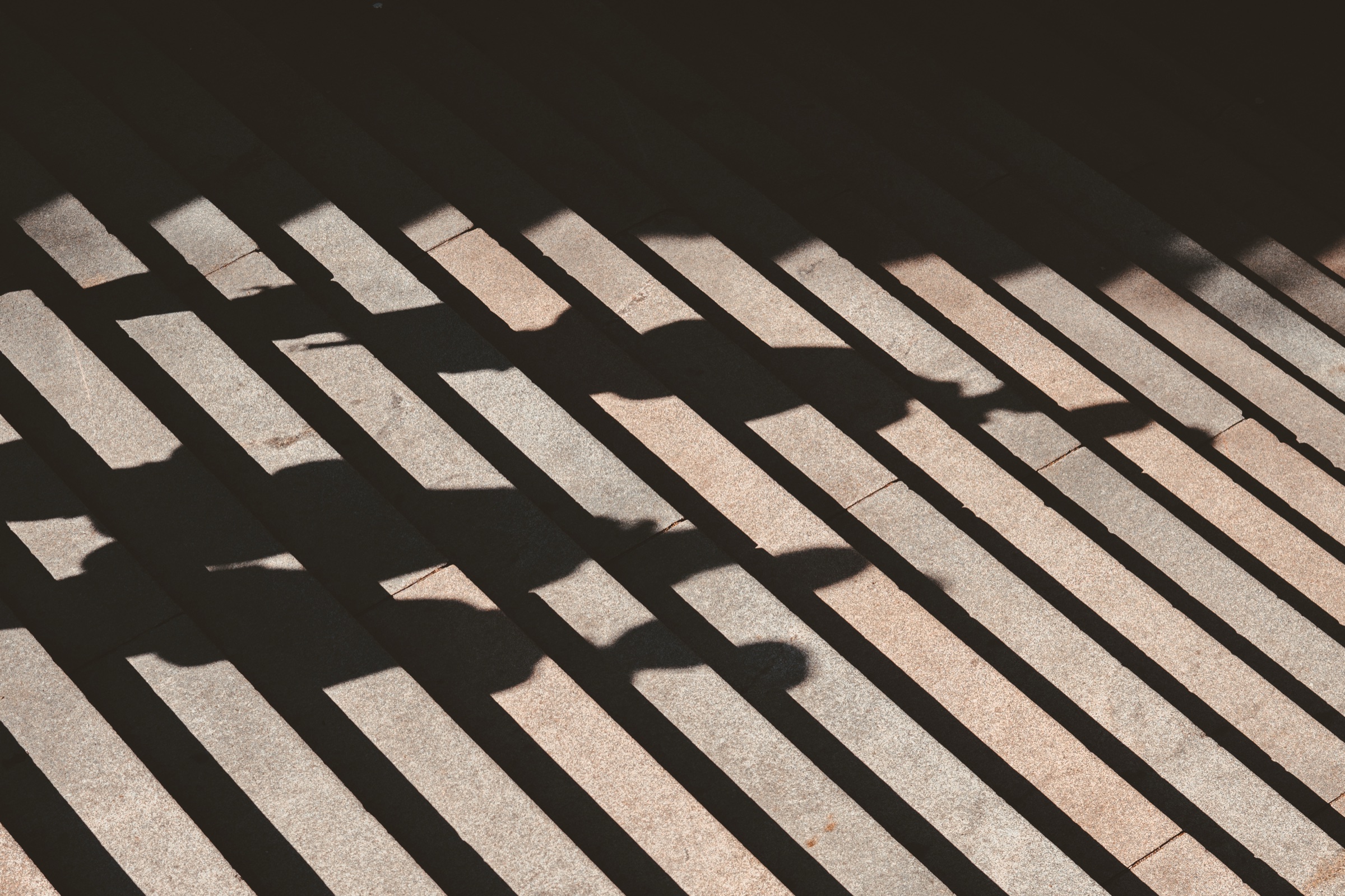 Architecture railing shadow pattern, AI-generated image by 35milimetre