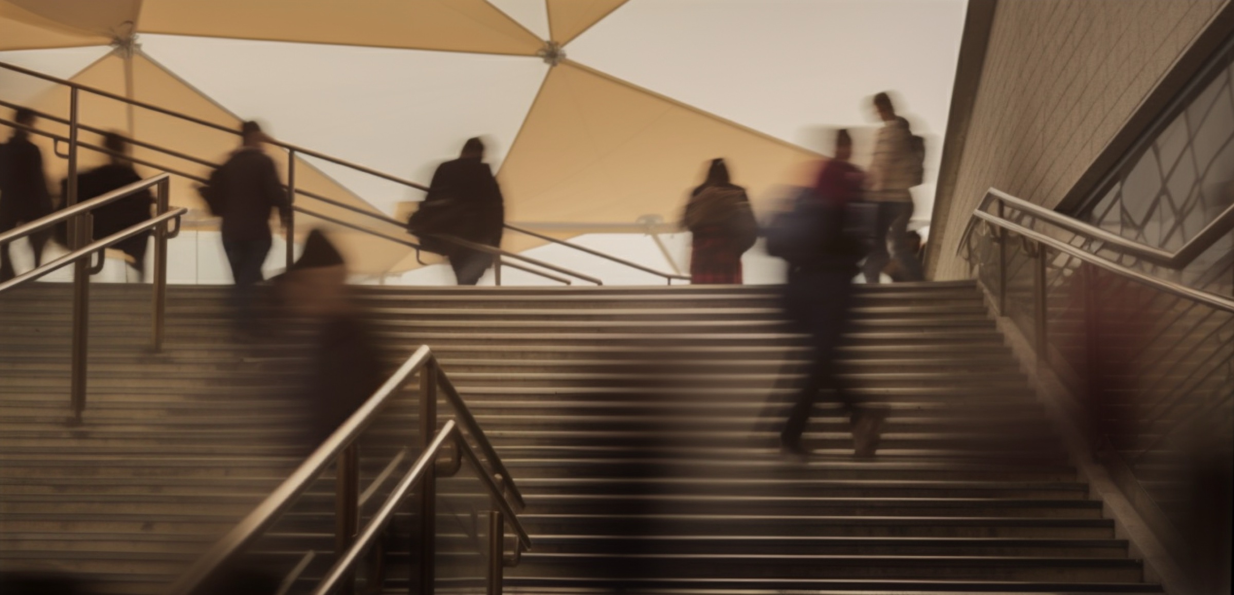 City motion station stairs, AI-generated image by 35milimetre