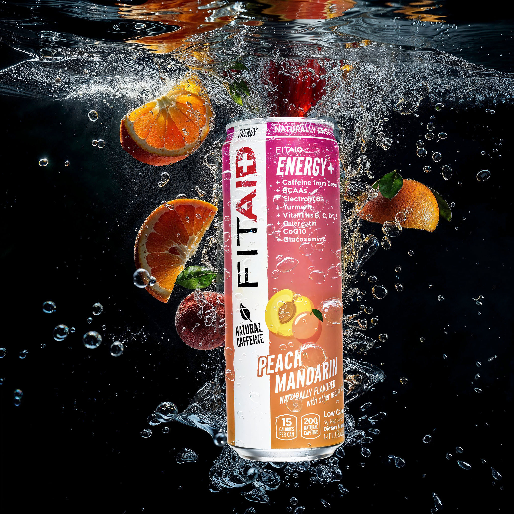 Fitaid energy drink underwater, AI-generated image by 35milimetre