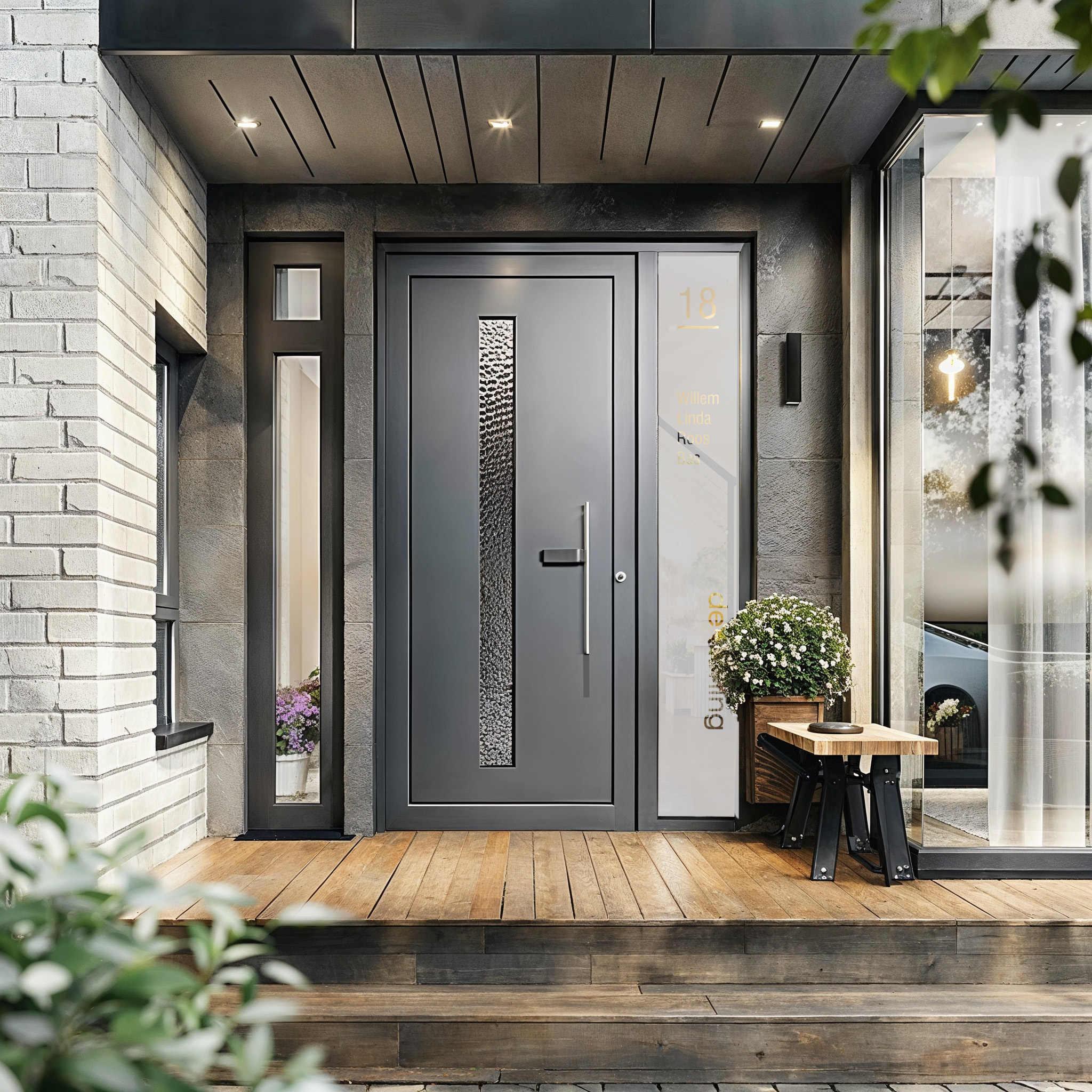 Front door dark gray entrance, AI-generated image by 35milimetre
