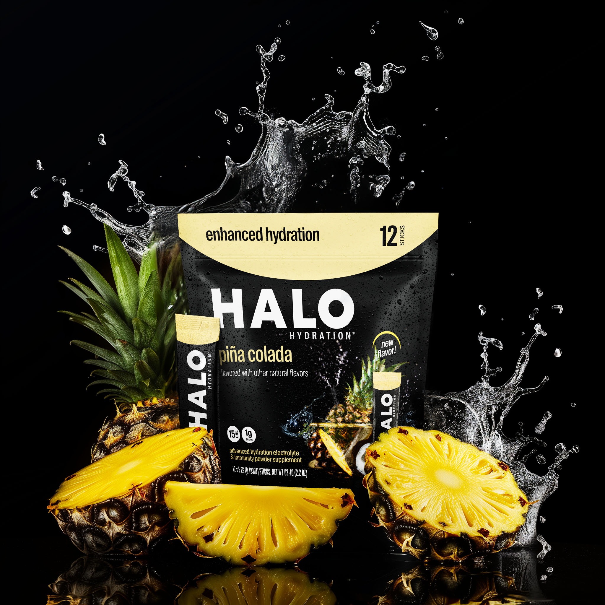 Halo pina colada hydration splash, AI-generated image by 35milimetre