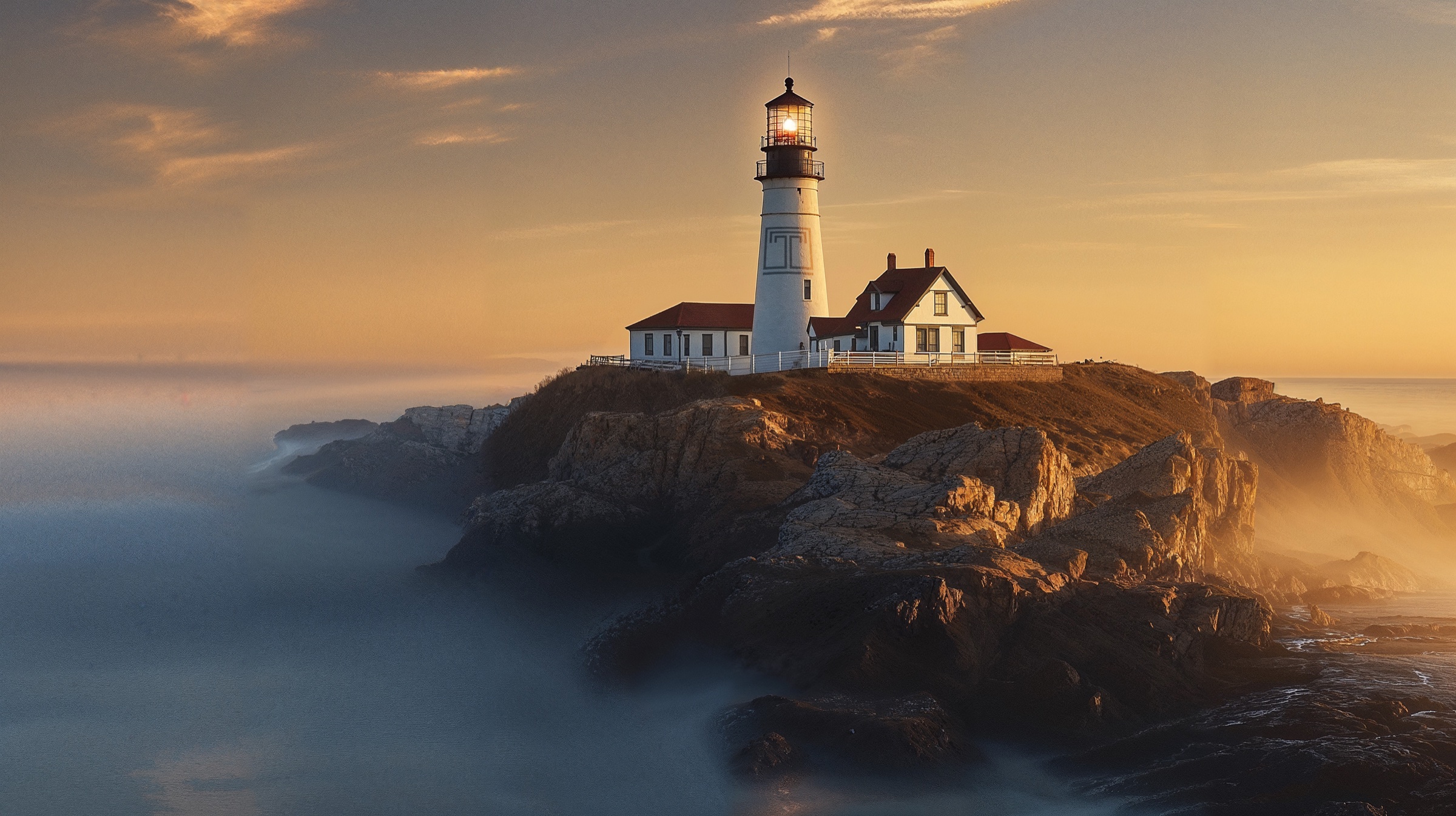 Lighthouse sunset coast, AI-generated image by 35milimetre