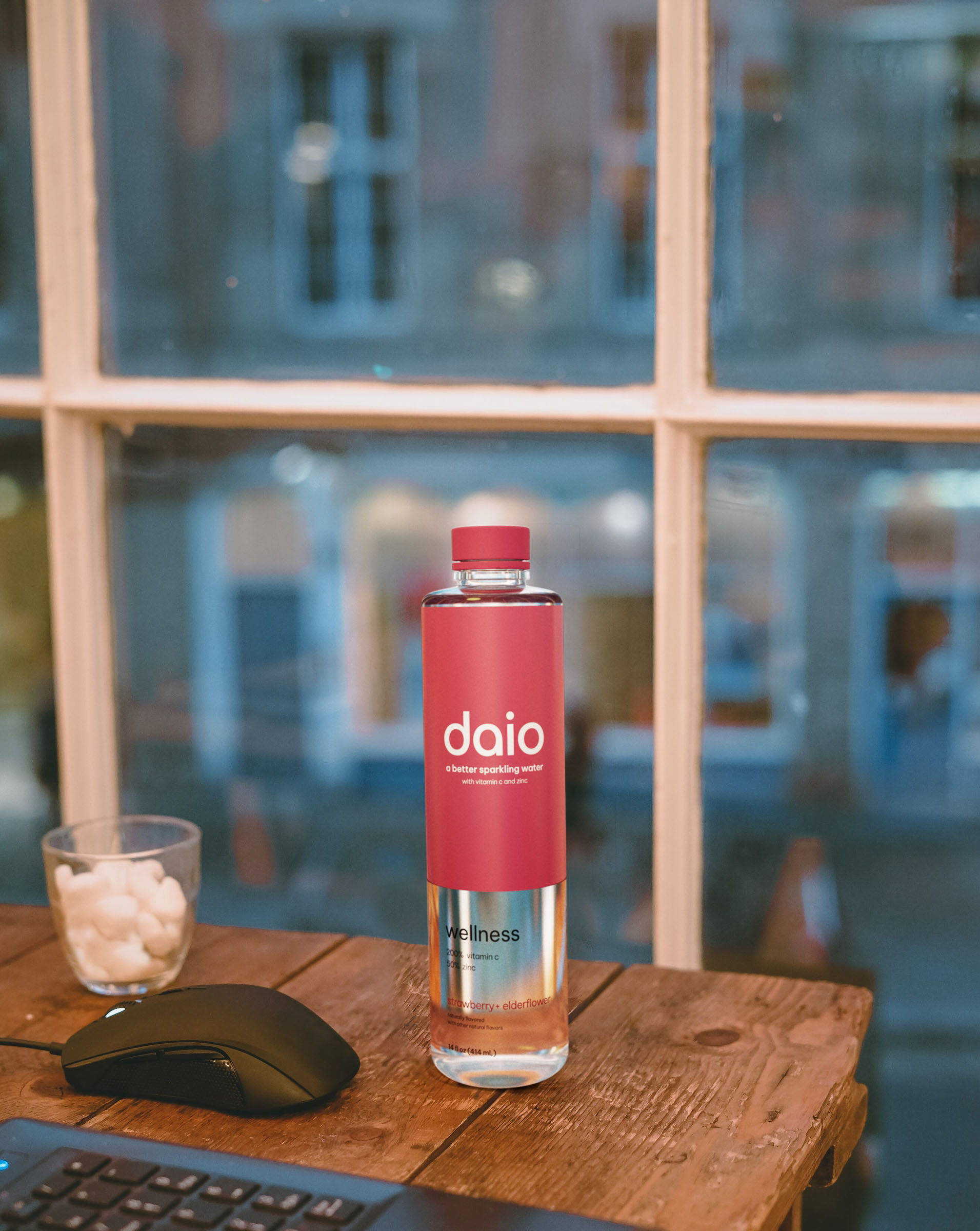 Daio wellness desk, beverage visual by 35milimetre