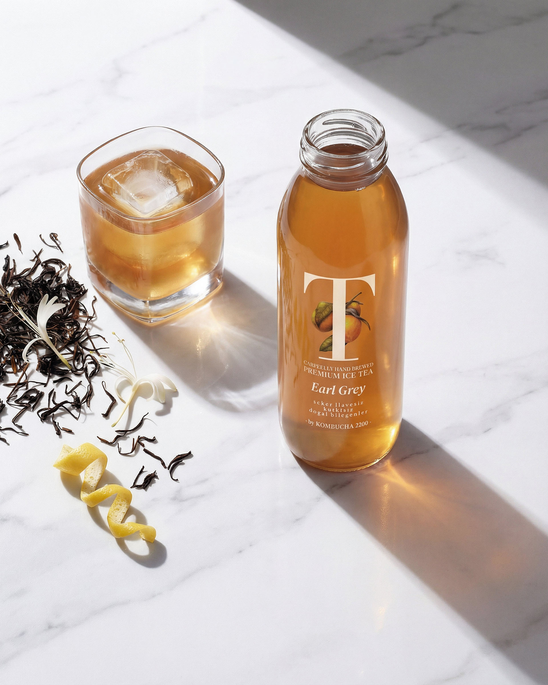 Iced tea earl grey marble, beverage visual by 35milimetre