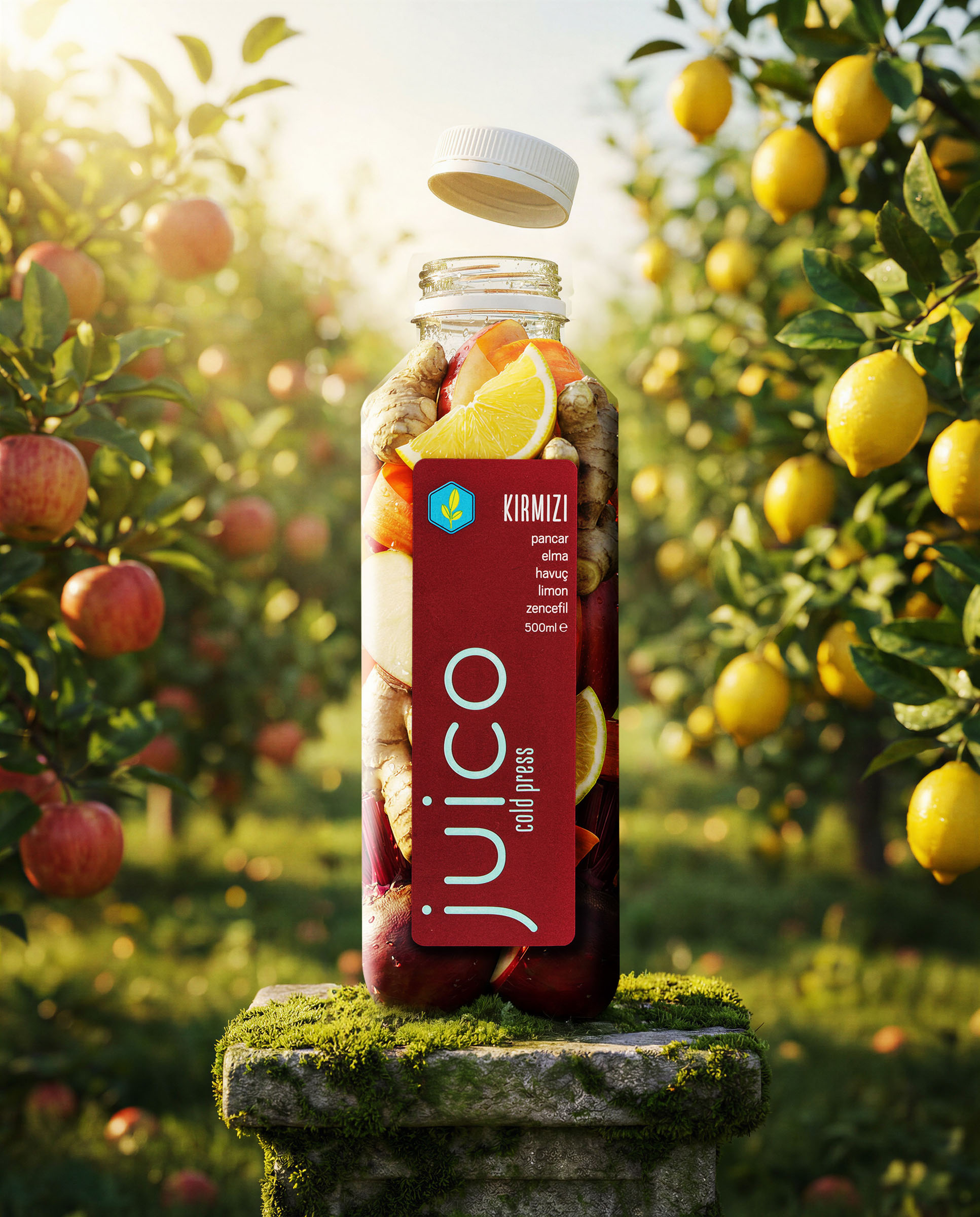 Juico red juice orchard, beverage visual by 35milimetre
