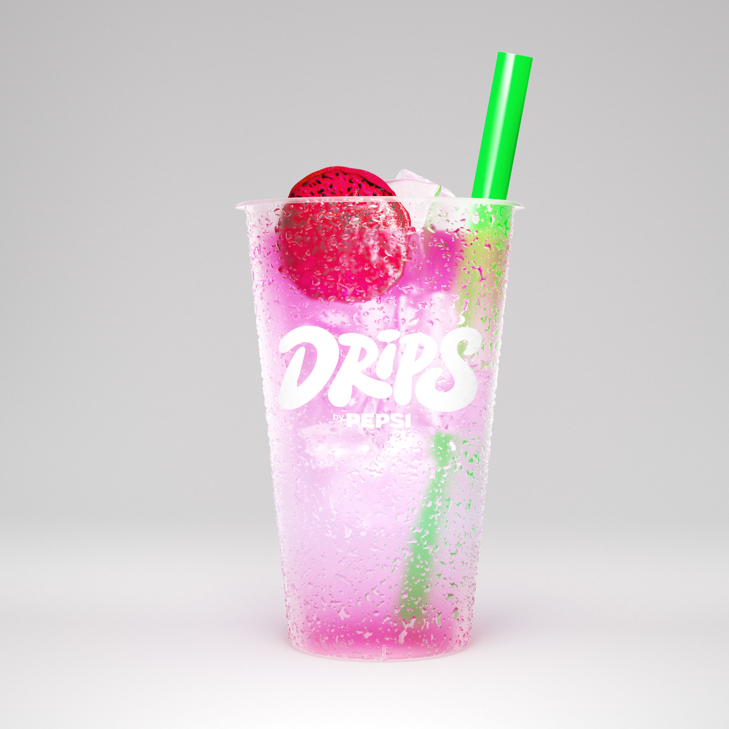 Pepsi drips dragon fruit cup, beverage visual by 35milimetre