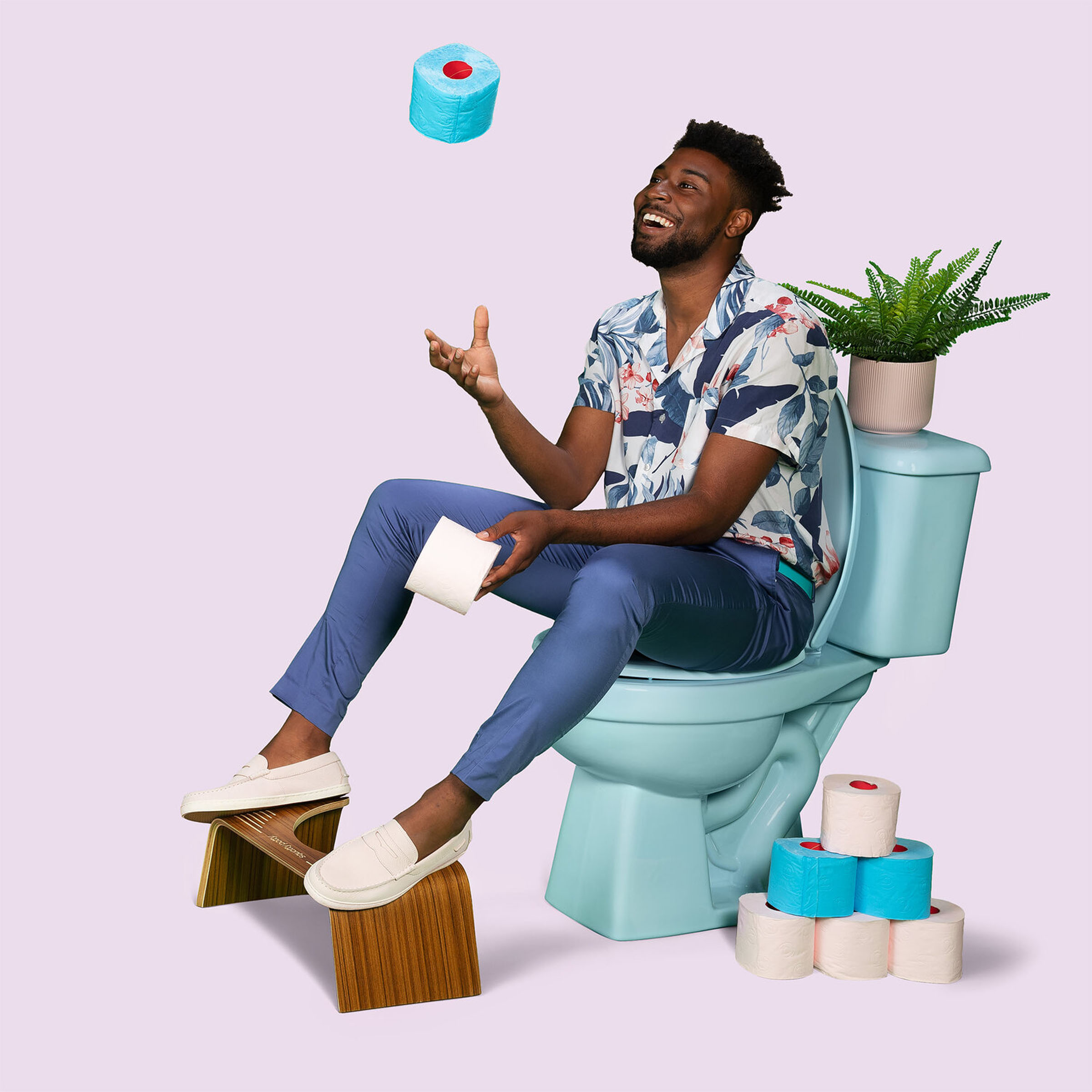 Bathroom floating toilet roll, photo composite by 35milimetre