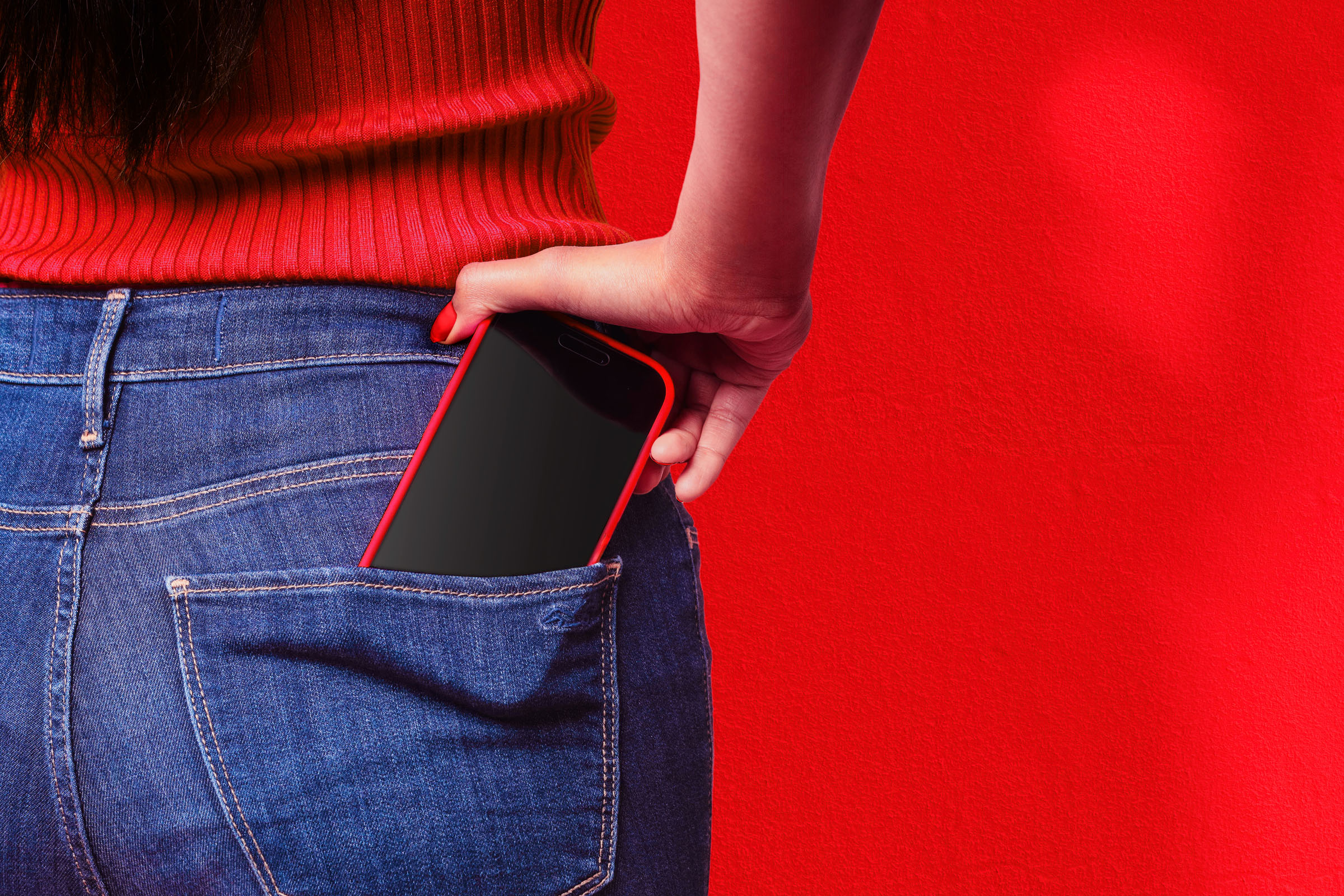 Phone hands on back pocket, photo composite by 35milimetre