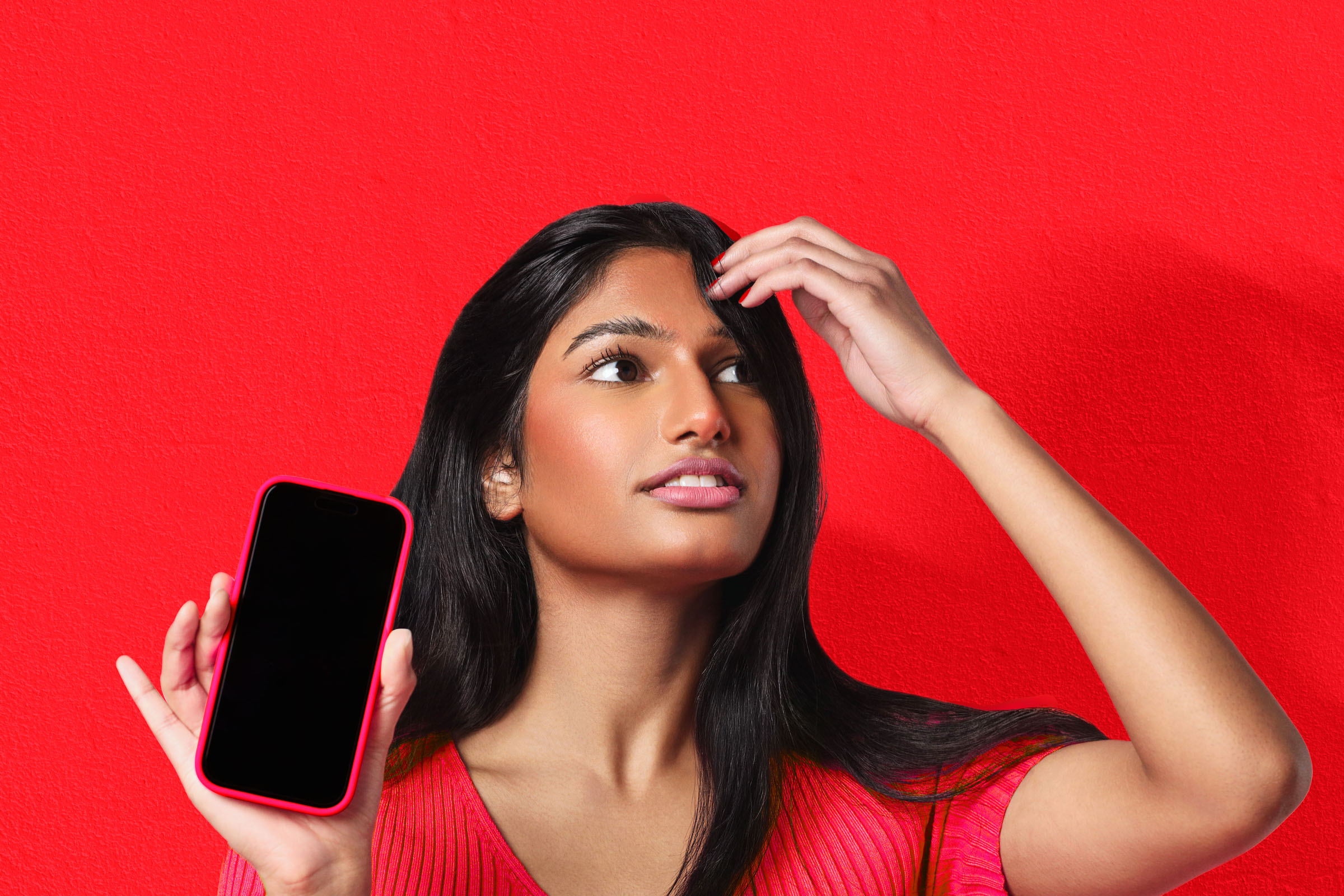 Phone hands on woman, photo composite by 35milimetre