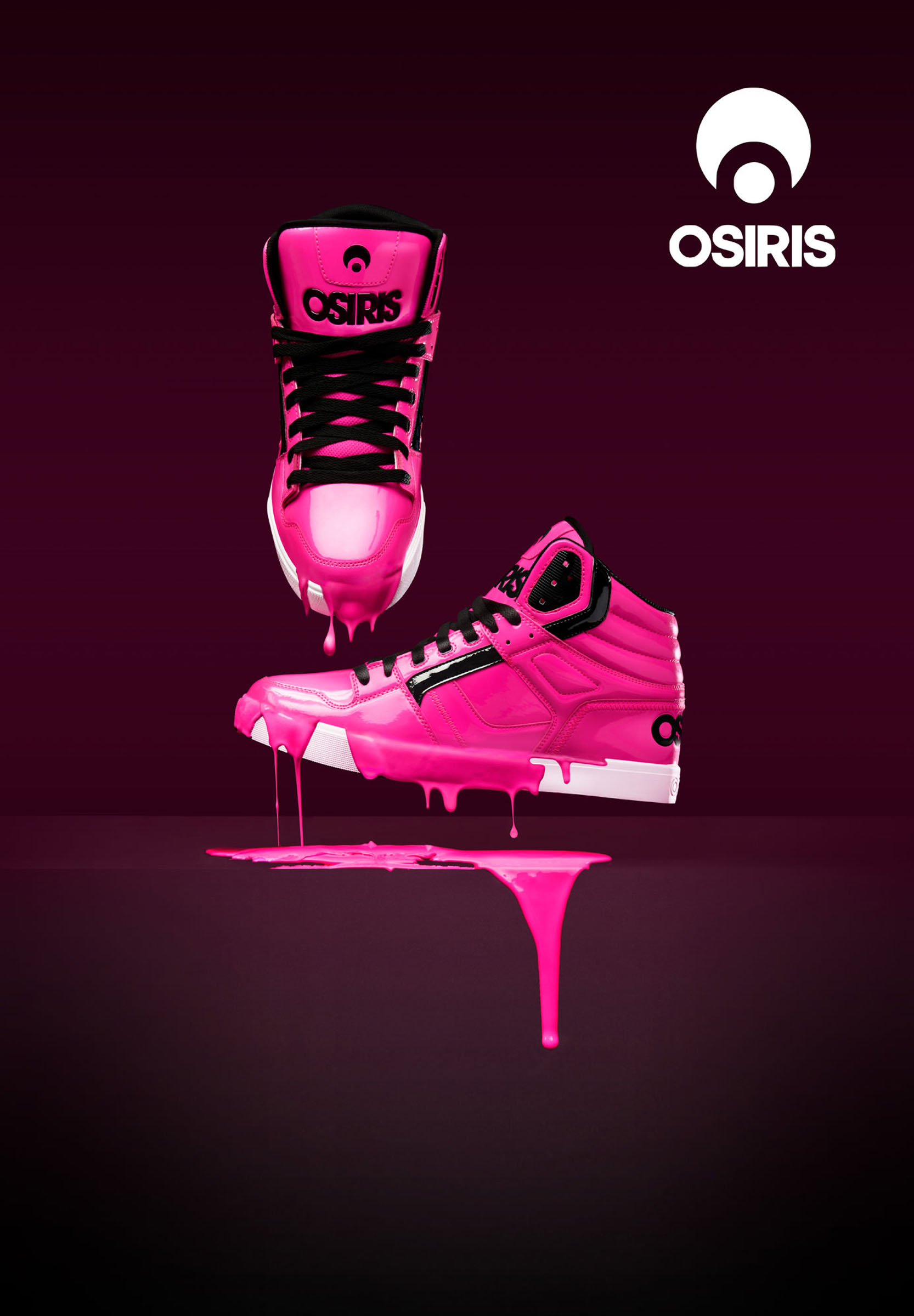 Osiris pink sneakers paint, photo composite by 35milimetre