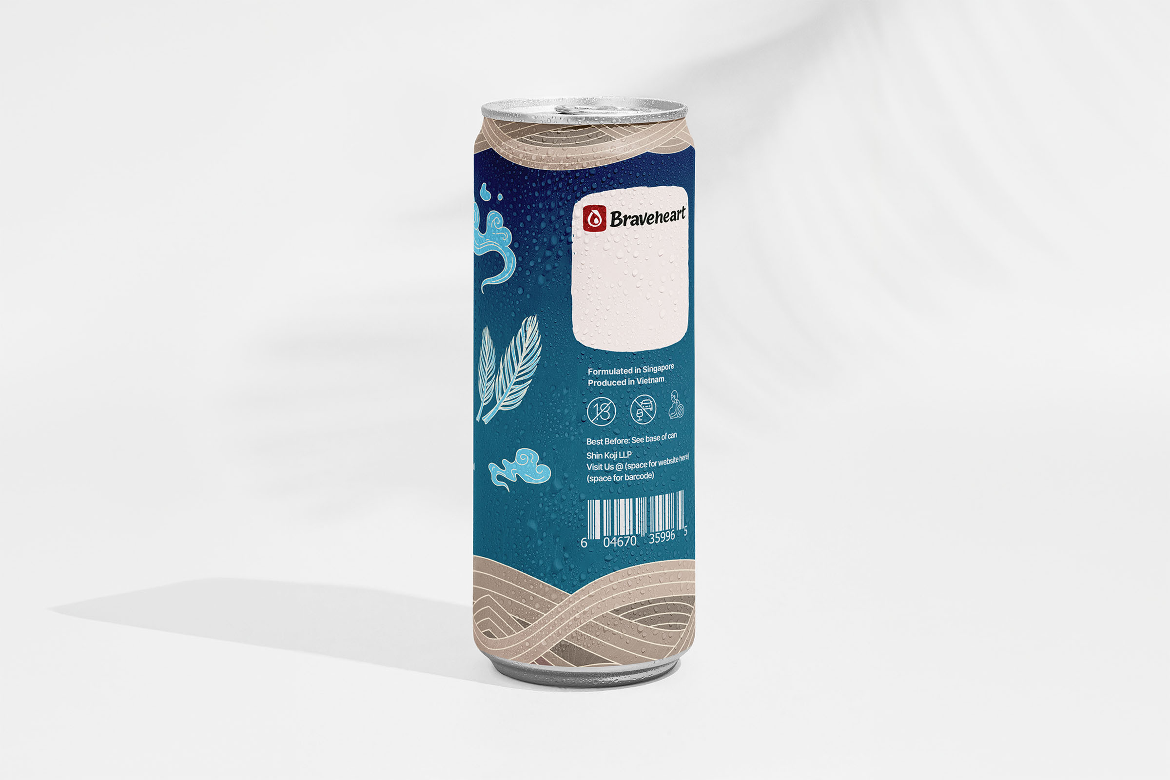 Braveheart koko sake can back, packaging design by 35milimetre