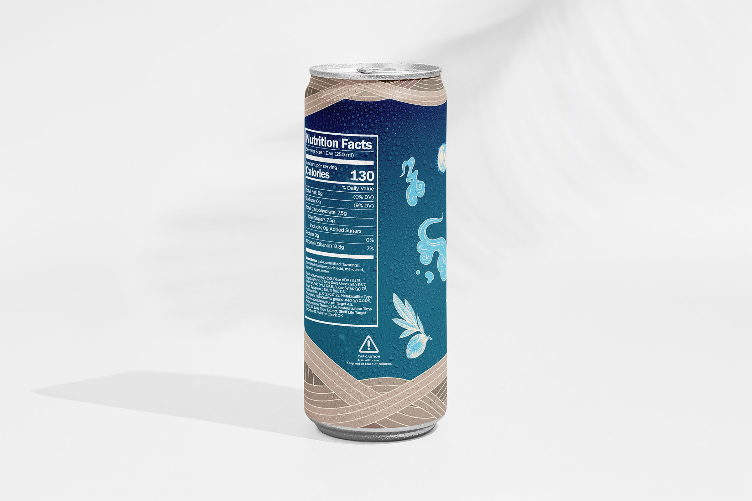 Braveheart koko sake nutrition panel, packaging design by 35milimetre