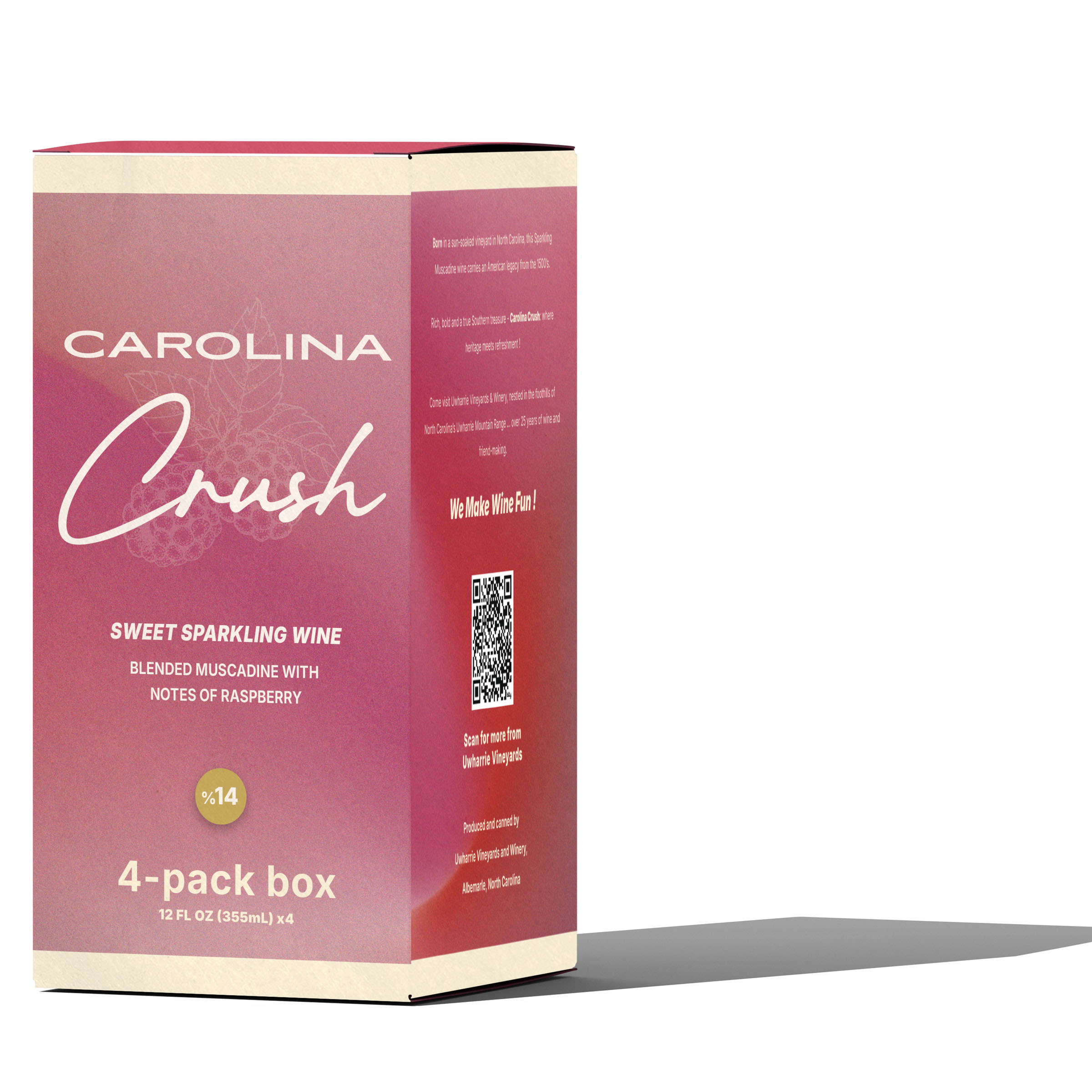 Carolina crush sparkling wine carton, packaging design by 35milimetre