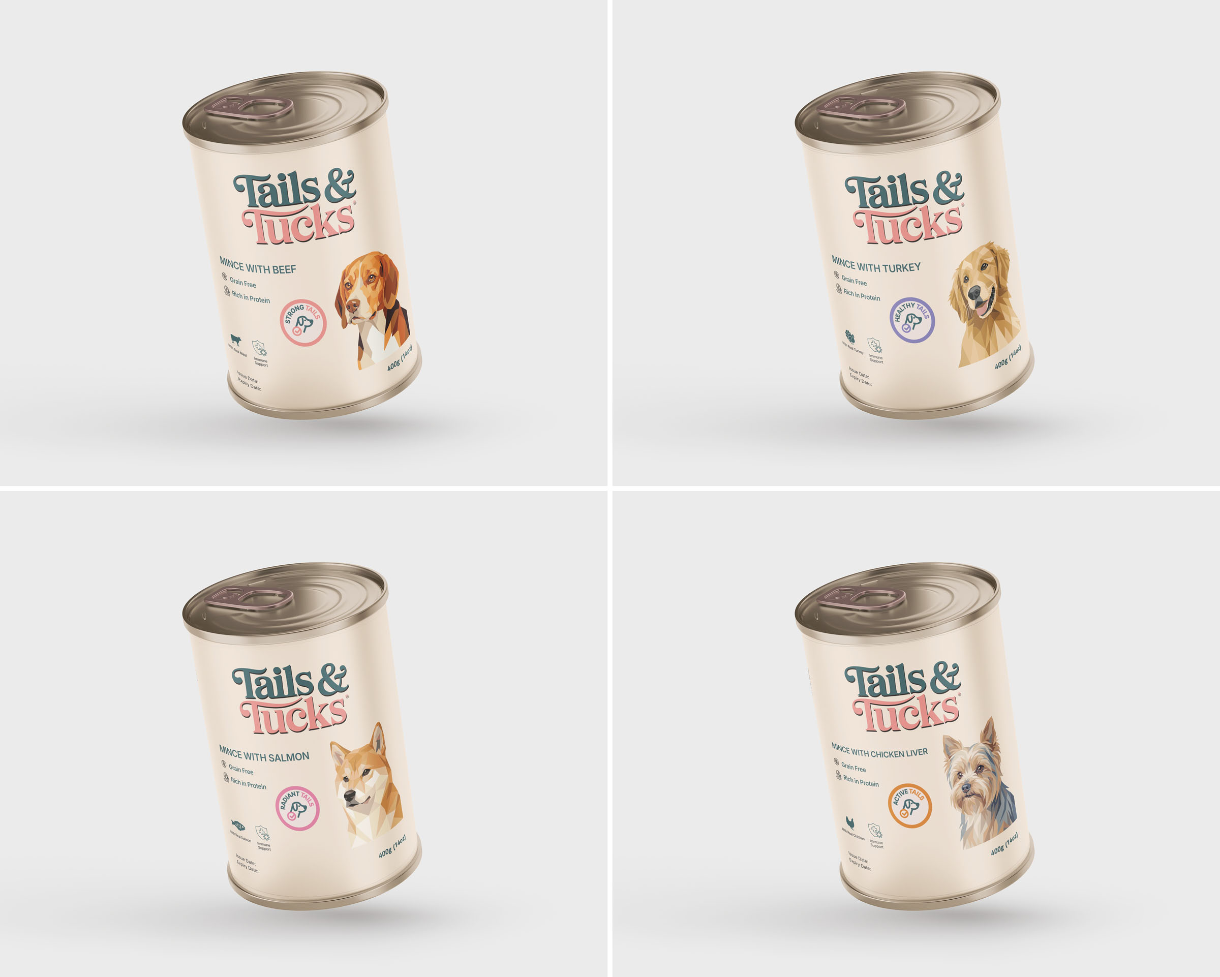 Tails and tucks dog can range, packaging design by 35milimetre