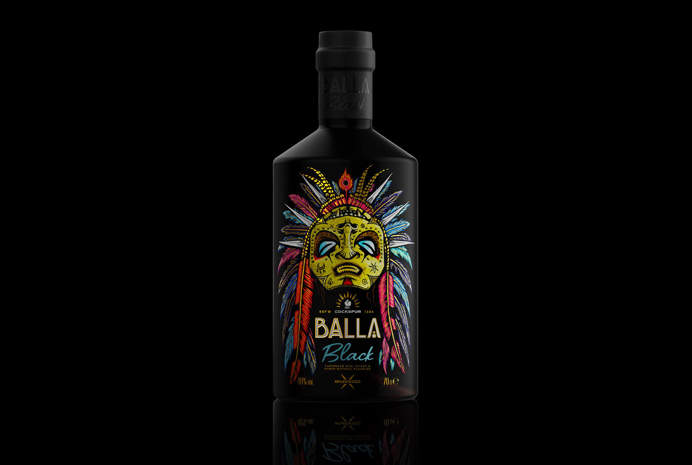 Balla black rum dark packshot, spirits visual by 35milimetre