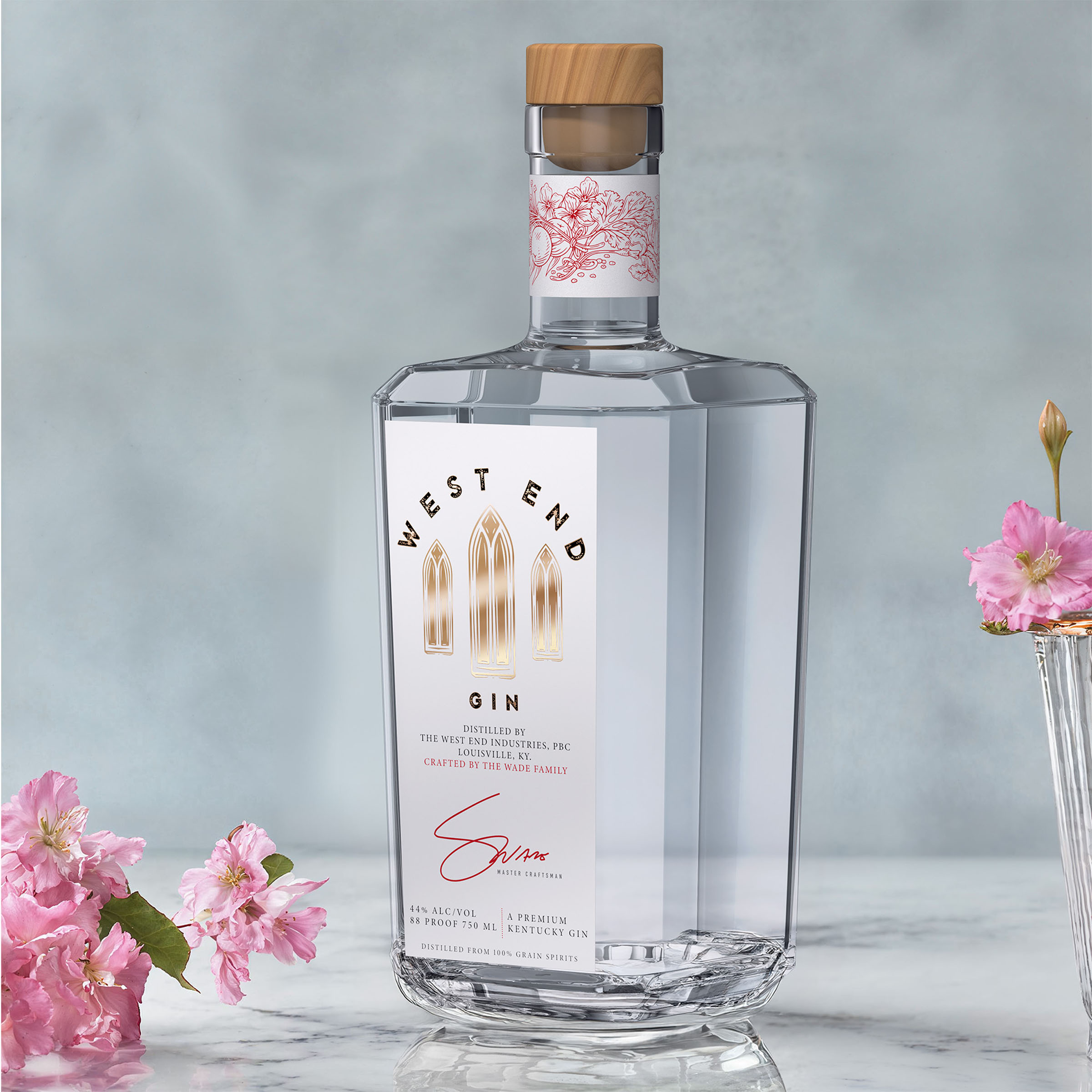 West end gin floral scene, spirits visual by 35milimetre