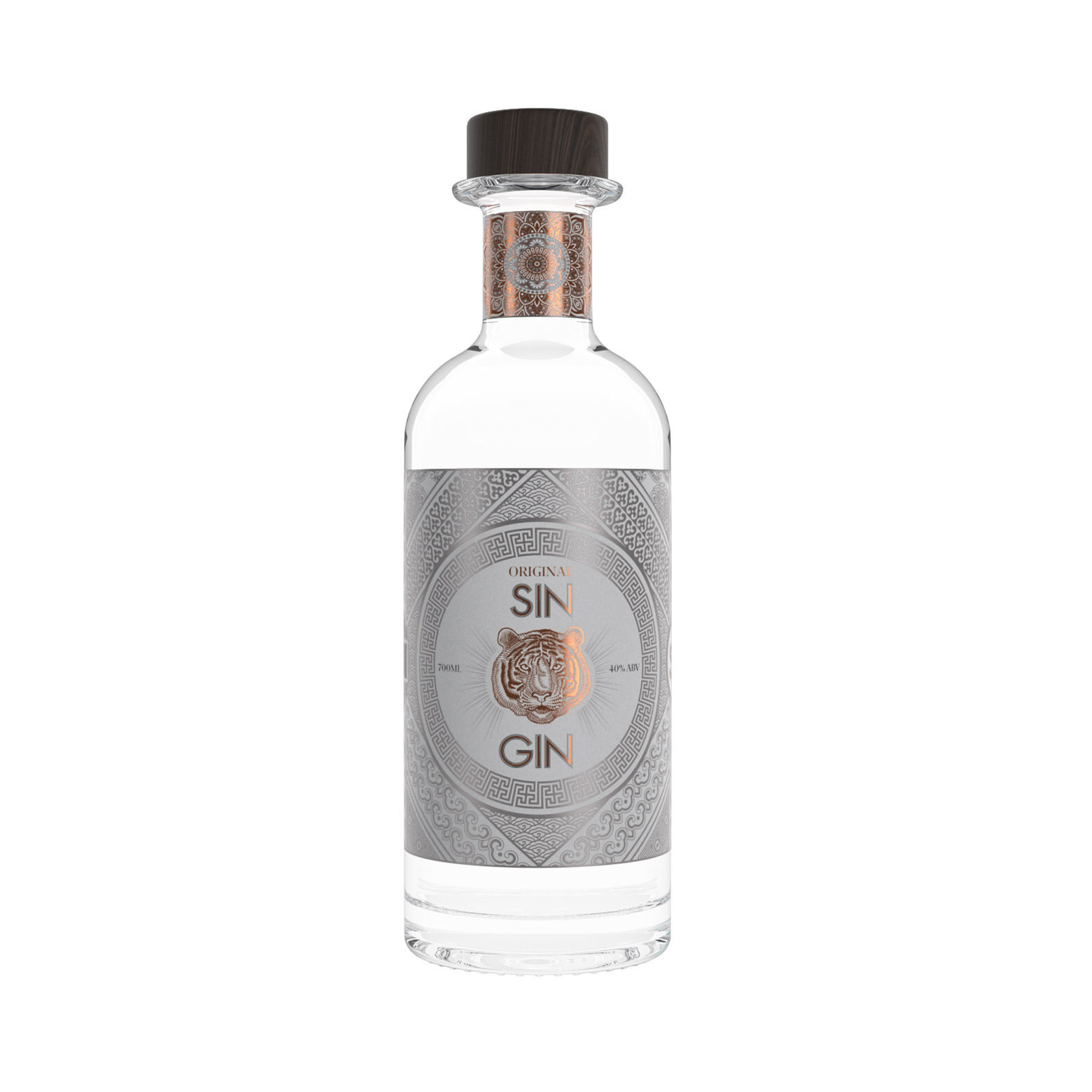 Sin gin copper label packshot, spirits visual by 35milimetre