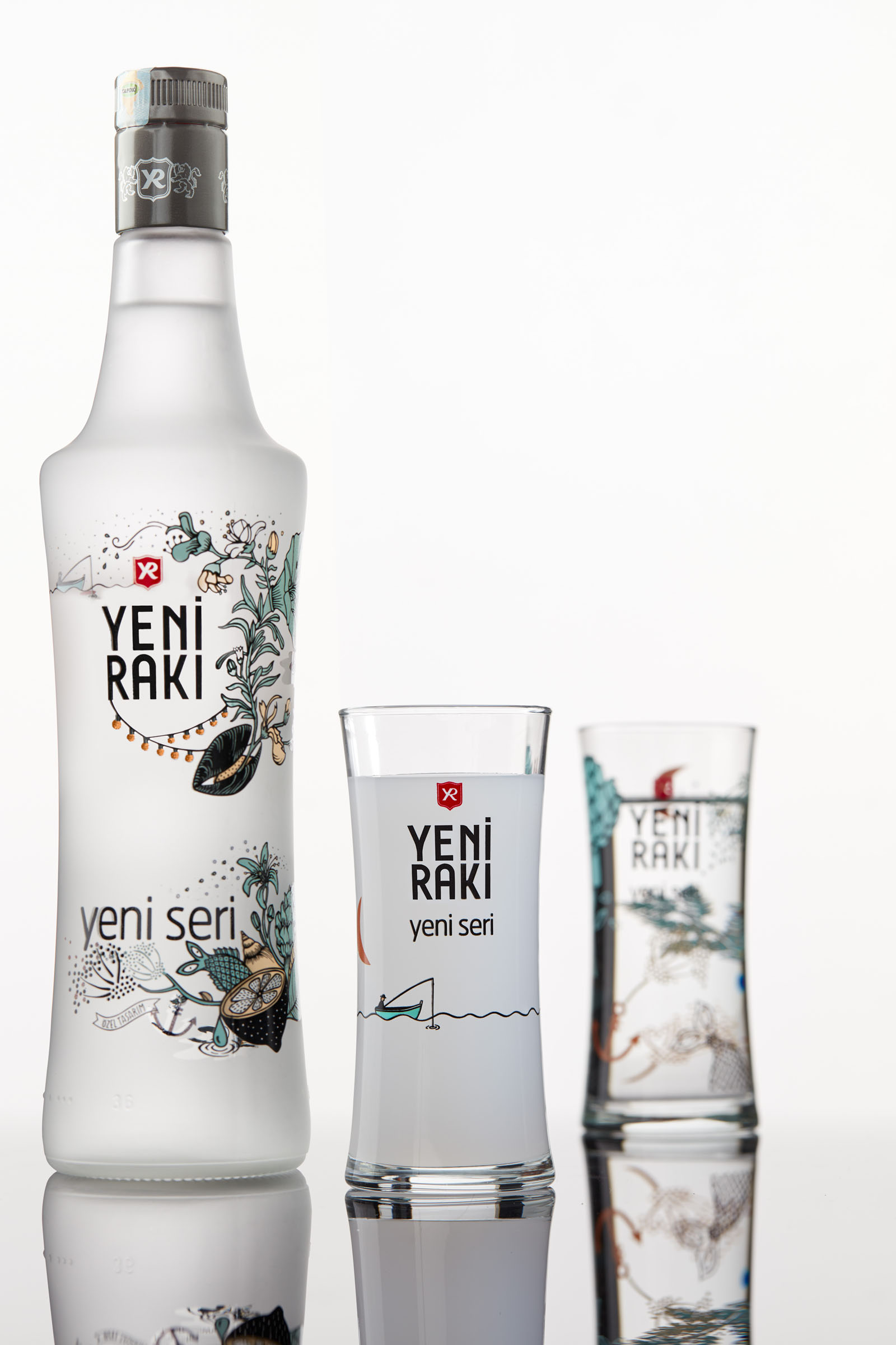 Yeni raki yeni seri bottle glasses, spirits visual by 35milimetre