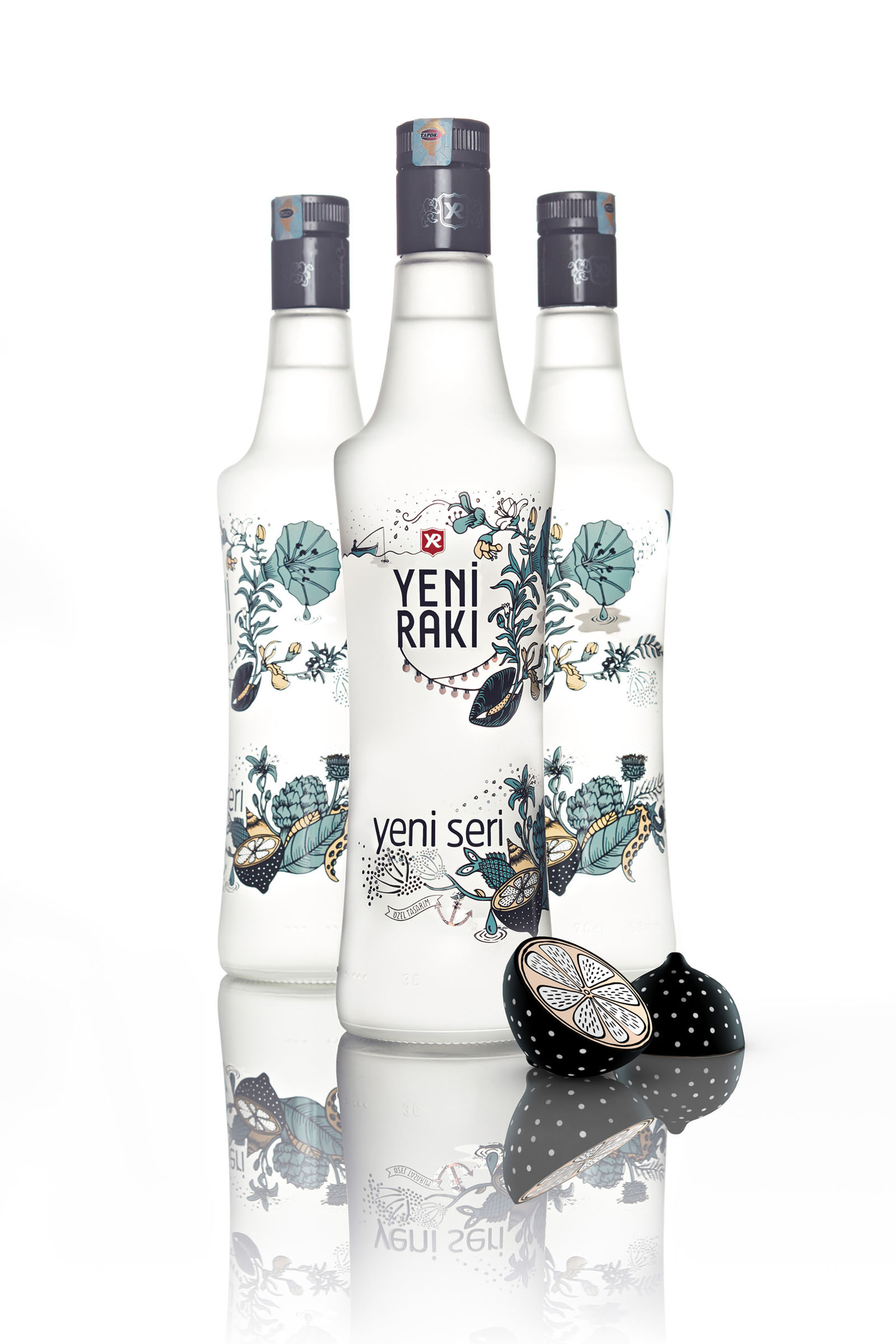 Yeni raki yeni seri bottle trio, spirits visual by 35milimetre