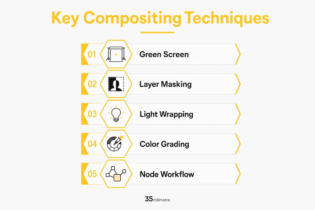 Infographic outlining main compositing techniques