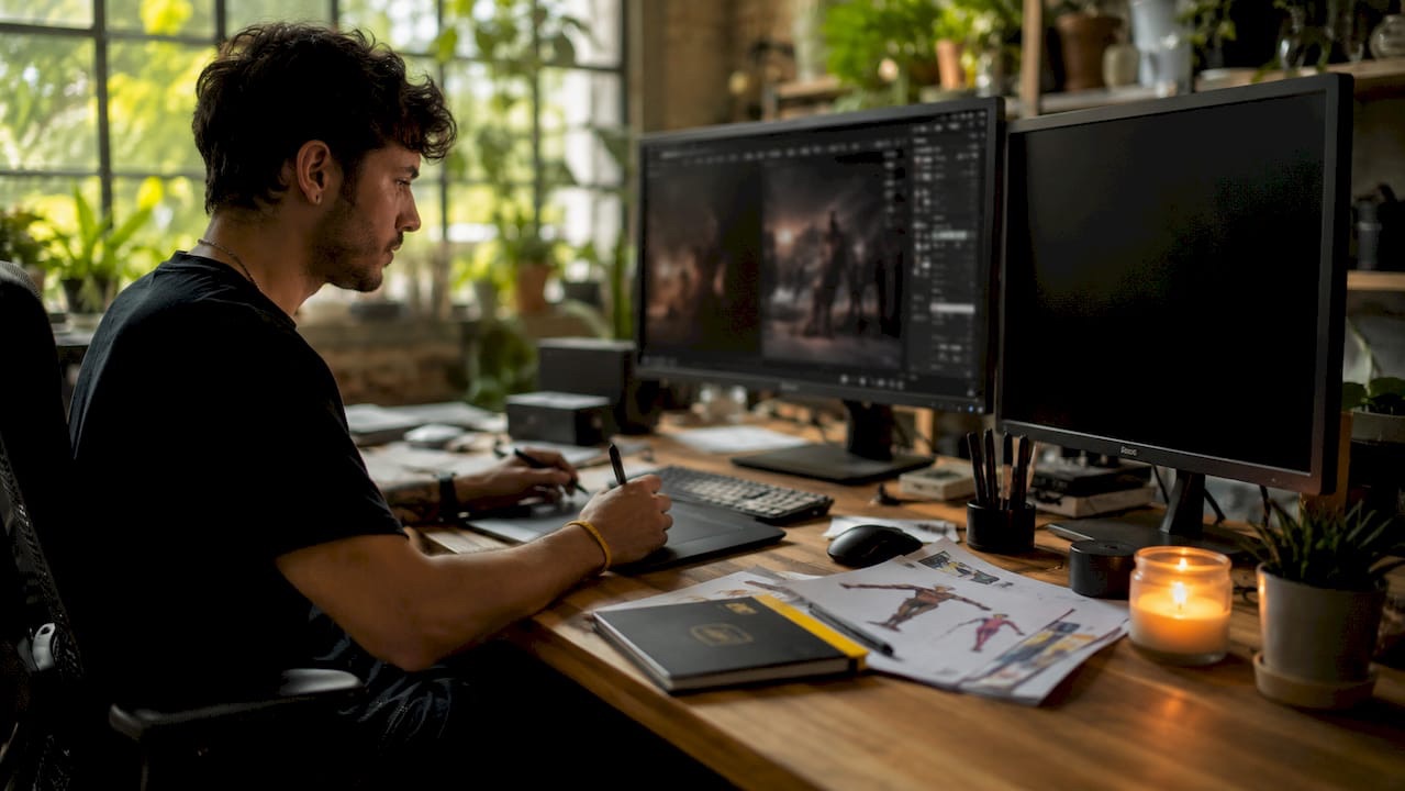 Compositor working on digital visual editing