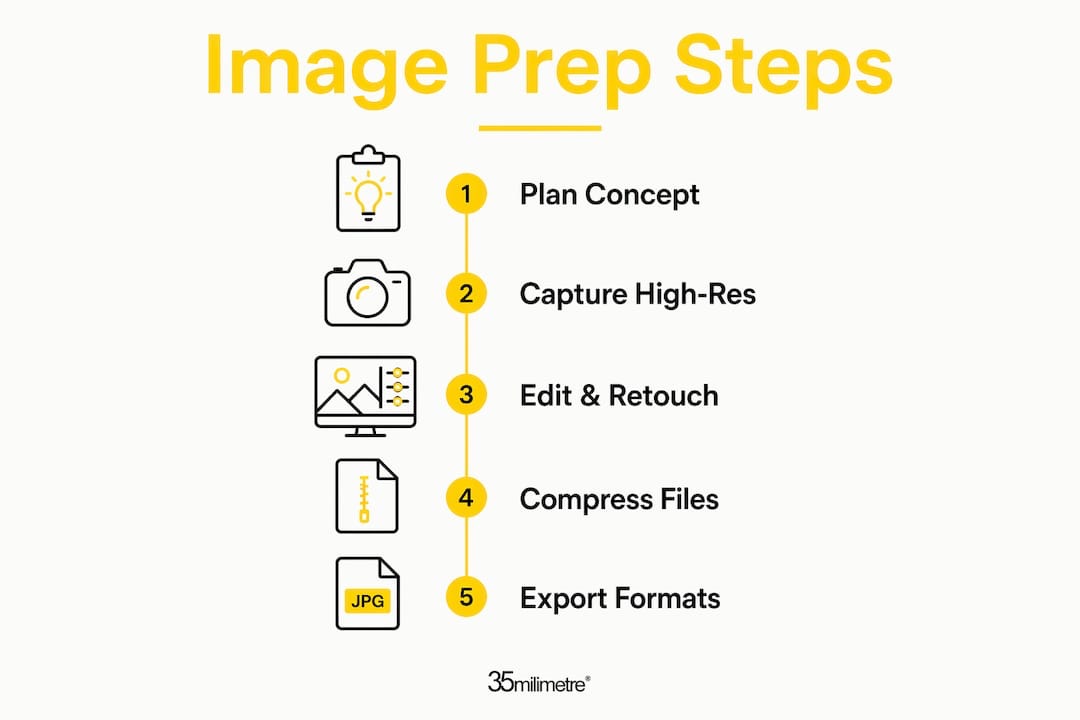 Infographic showing image preparation workflow steps