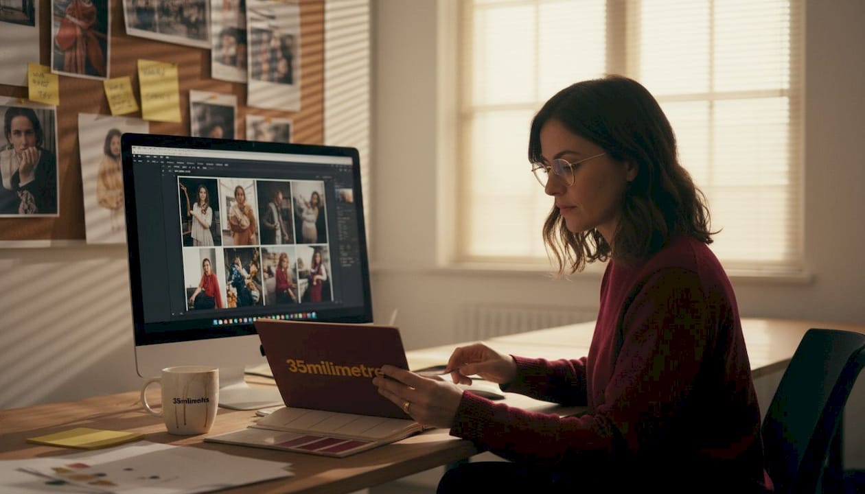 Creative director reviews campaign post-production workflow
