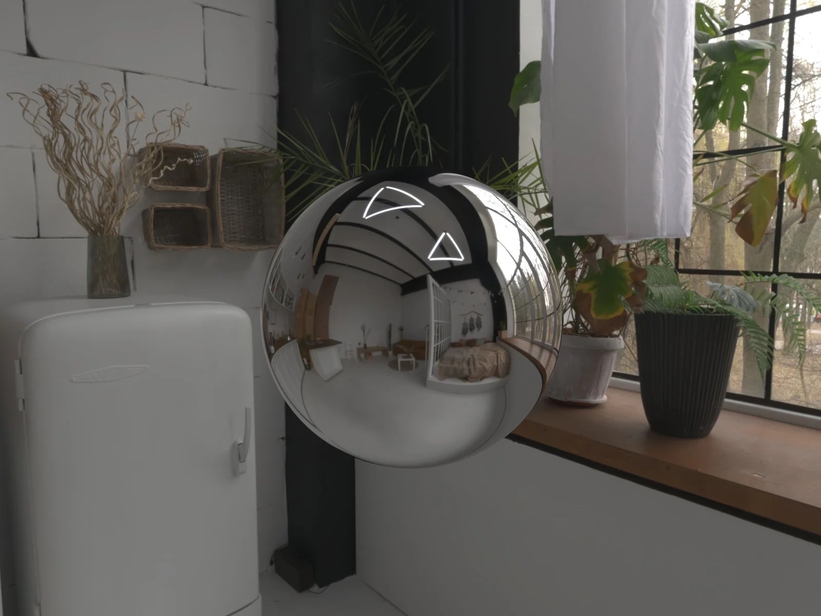 Silver ball in home environment -shade