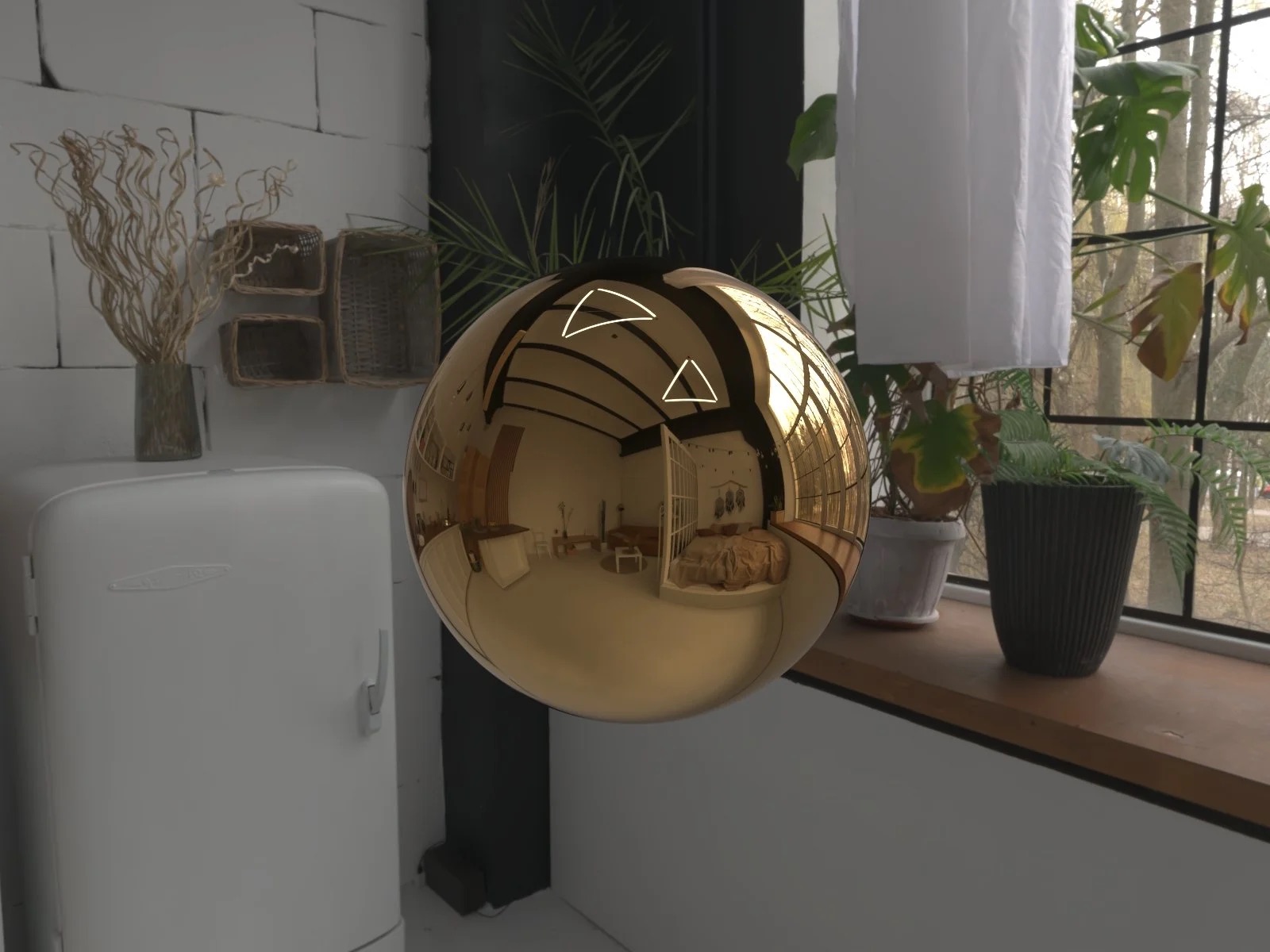 Golden ball in home environment -shade